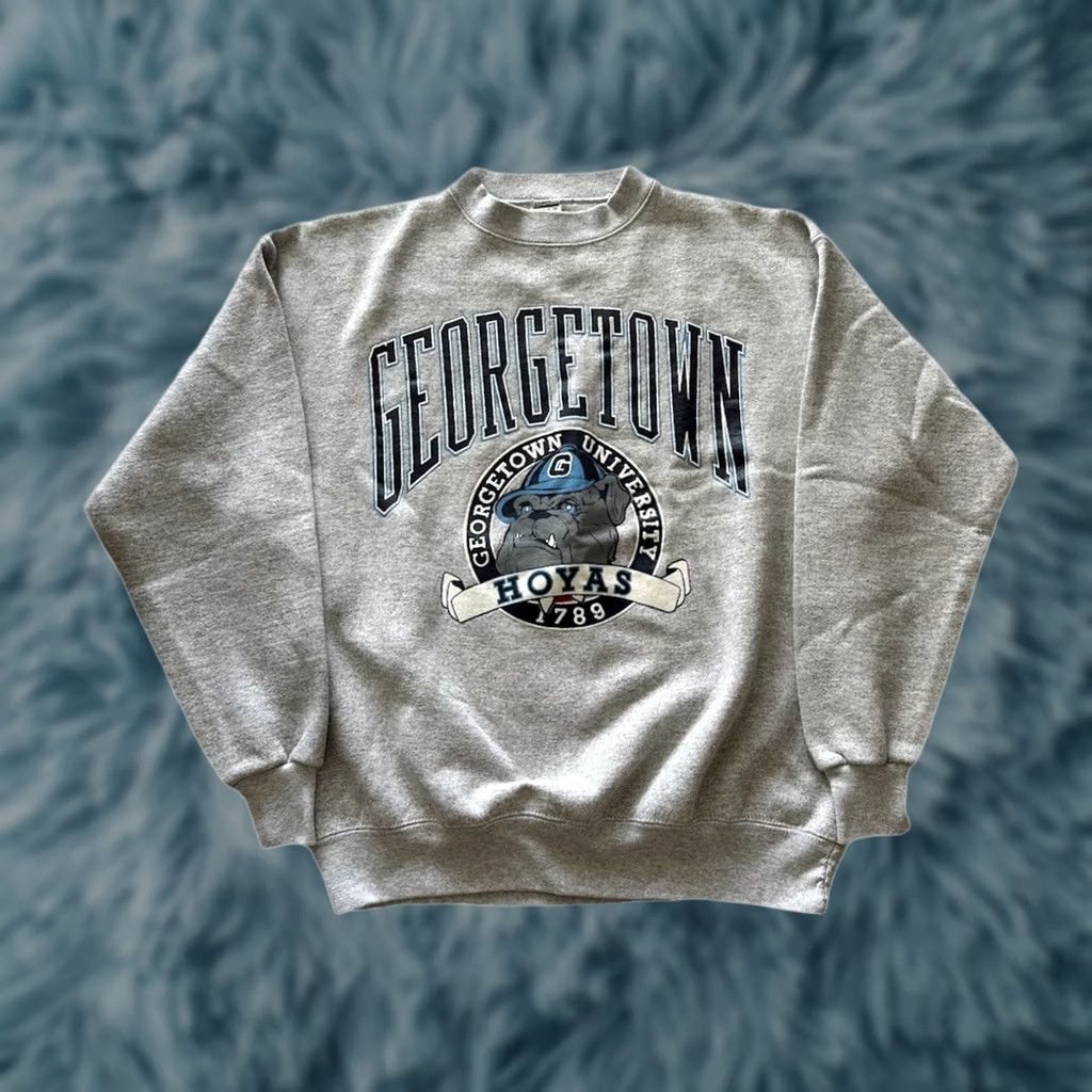 Vintage VINTAGE 80s Galt Sand University of Georgetown Hoyas Sweatshirt Shirt L Gray Mens 90s pullover Very RARE Size US L / EU 52-54 / 3 - 1 Thumbnail