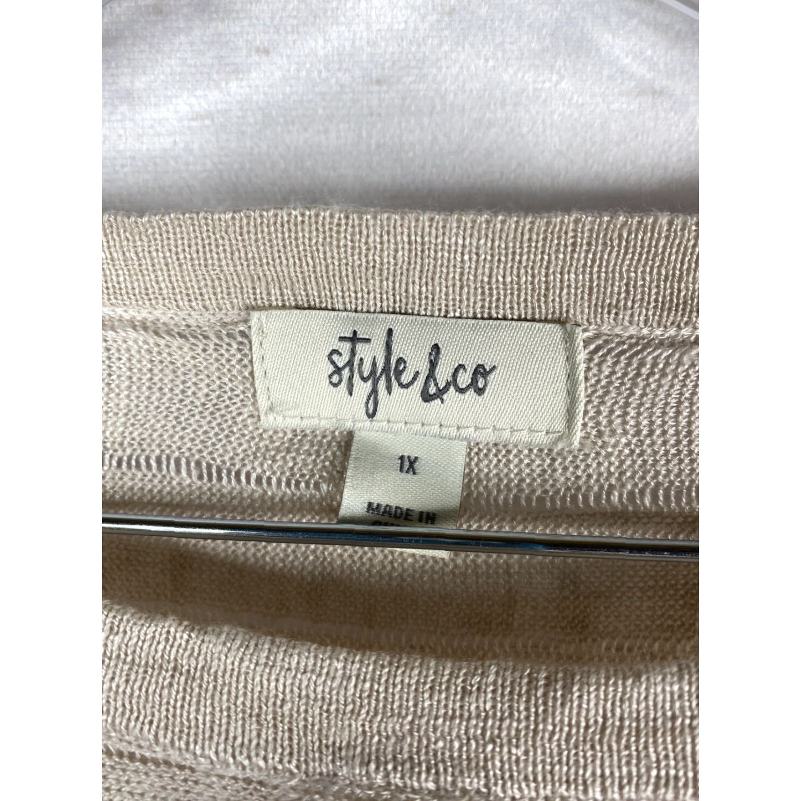 Vintage Style&Co Sweater Womens 1X Beige Linen Blend Dolman Sleeve Pullover Lightweight Knit Shirt Casual Modern 90s Size XL / US 12-14 / IT 48-50 - 4 Thumbnail