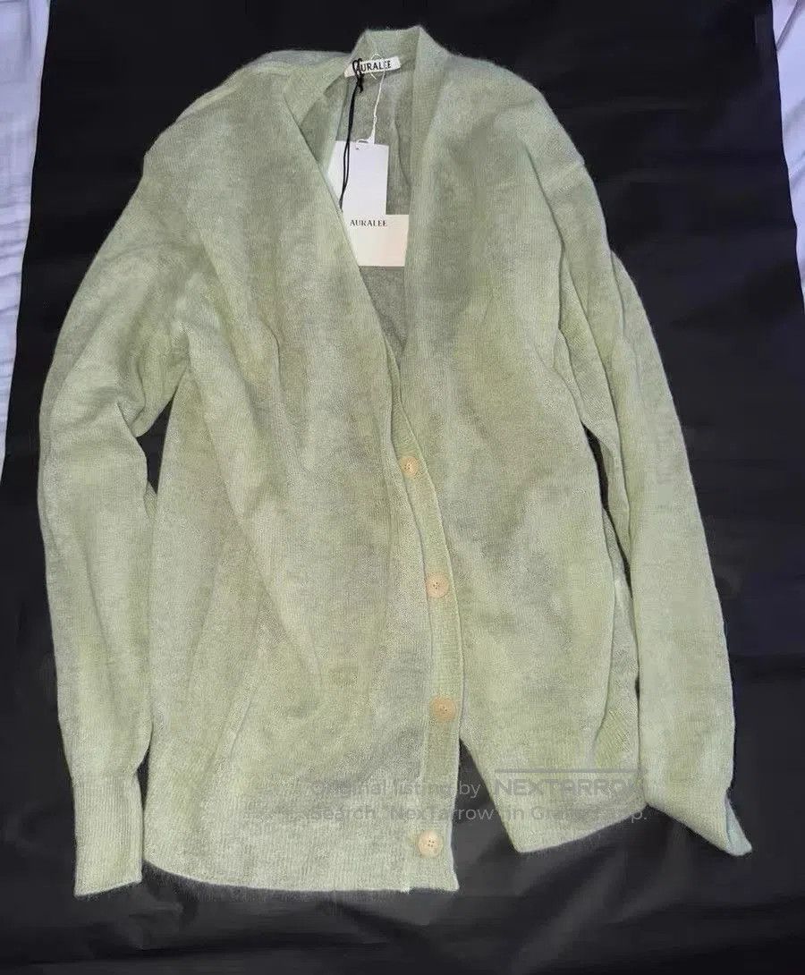 Auralee Green V-Neck Button-Front Knit Cardigan. Size US L / EU 52-54 / 3 - 2 Thumbnail