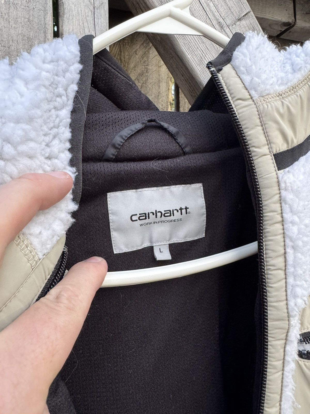 Carhartt Wip Carhartt Sherpa Hooded Jacket - White Size US L / EU 52-54 / 3 - 2 Thumbnail