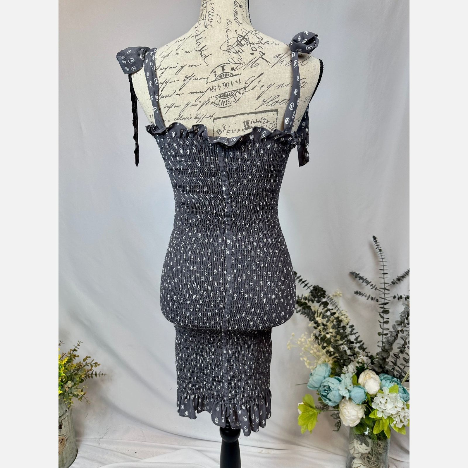 Free People Free People Bella Smocked Slip Dress Tie Straps Gray S Size S / US 4 / IT 40 - 9 Thumbnail