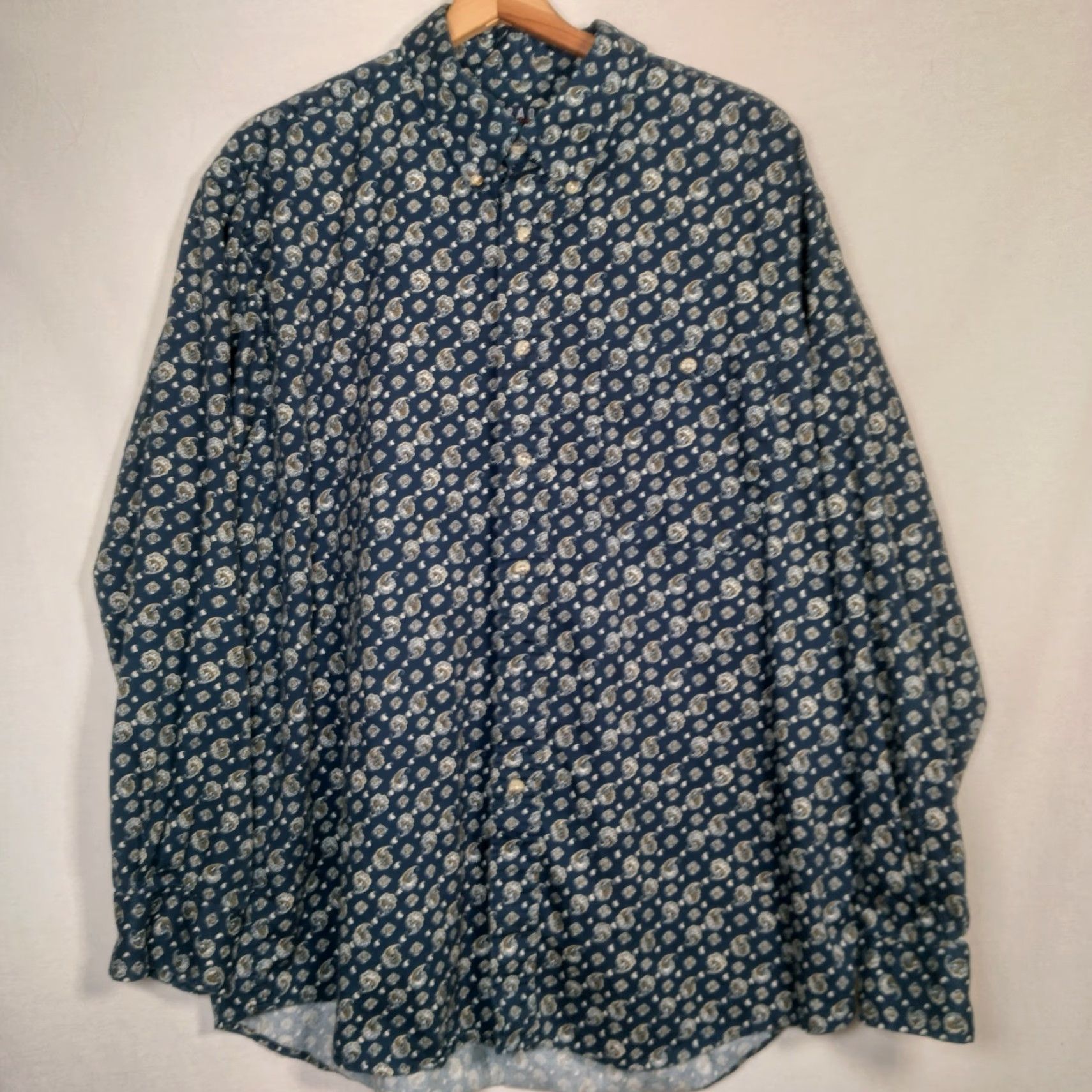 Vintage VINTAGE Trader Bay Button-Up Shirt Men XL Blue Paisley 90s Retro Size US XL / EU 56 / 4 - 2 Thumbnail