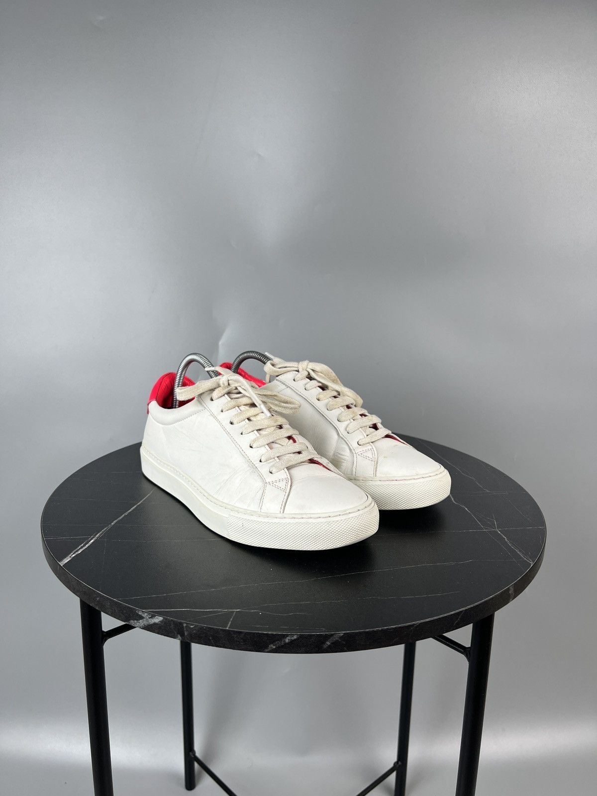Givenchy Givenchy Paris White Leather Pink Heel Sneakers (Y0492) Size US 7 / IT 37 - 2 Thumbnail