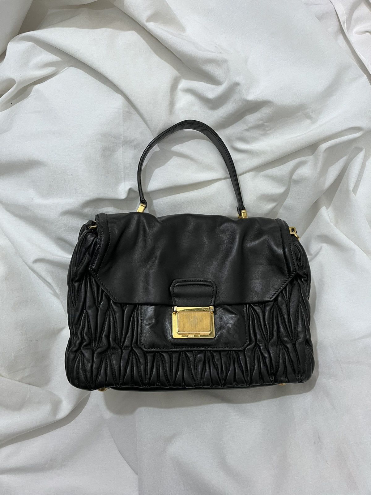 Miu Miu Miu Miu black matelassé Leather Push lockToo handle bag Size ONE SIZE - 1 Thumbnail