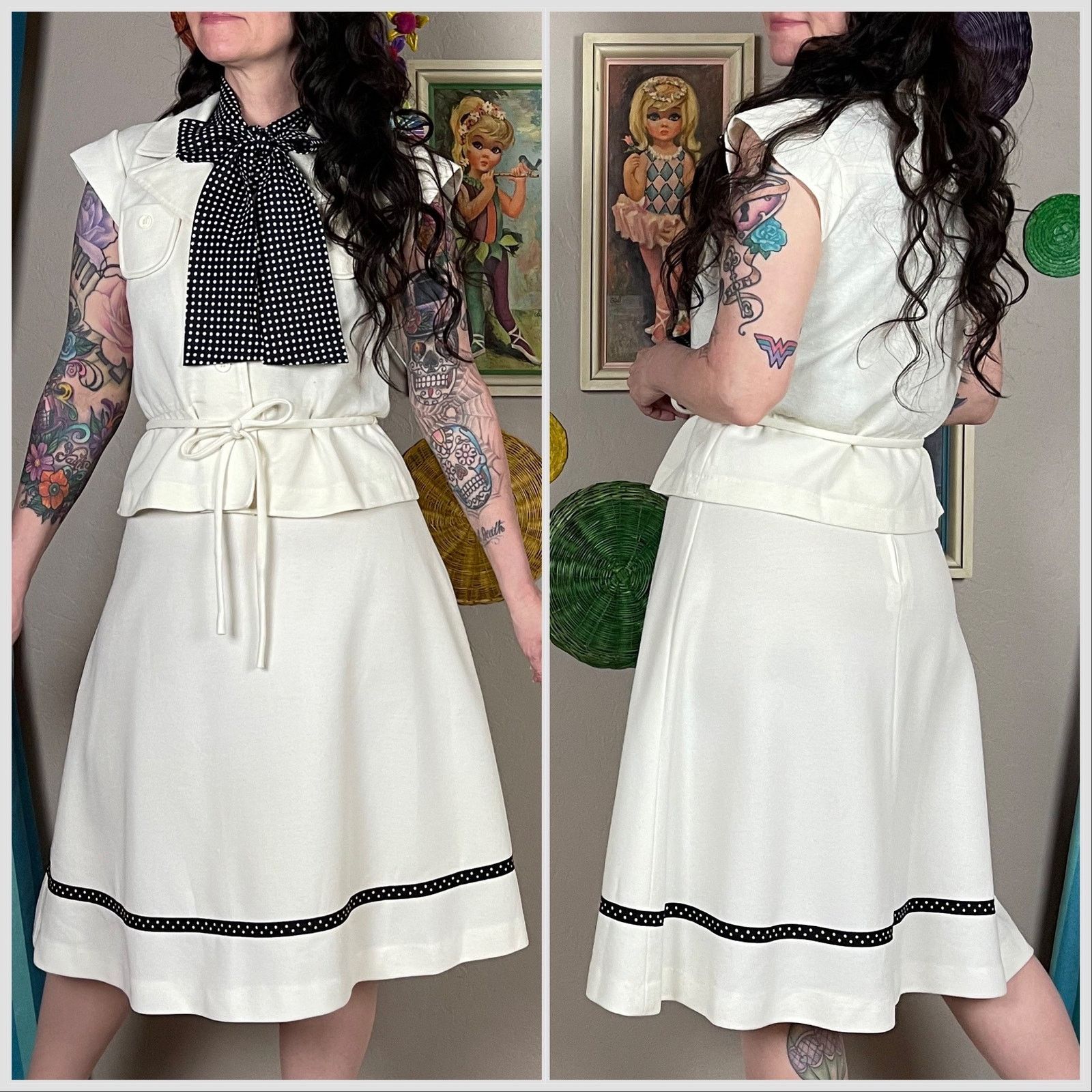 Vintage Vintage 1970s 3-Piece Jacket Blouse and Skirt Set Size 26" / US 2 / IT 38 - 3 Thumbnail