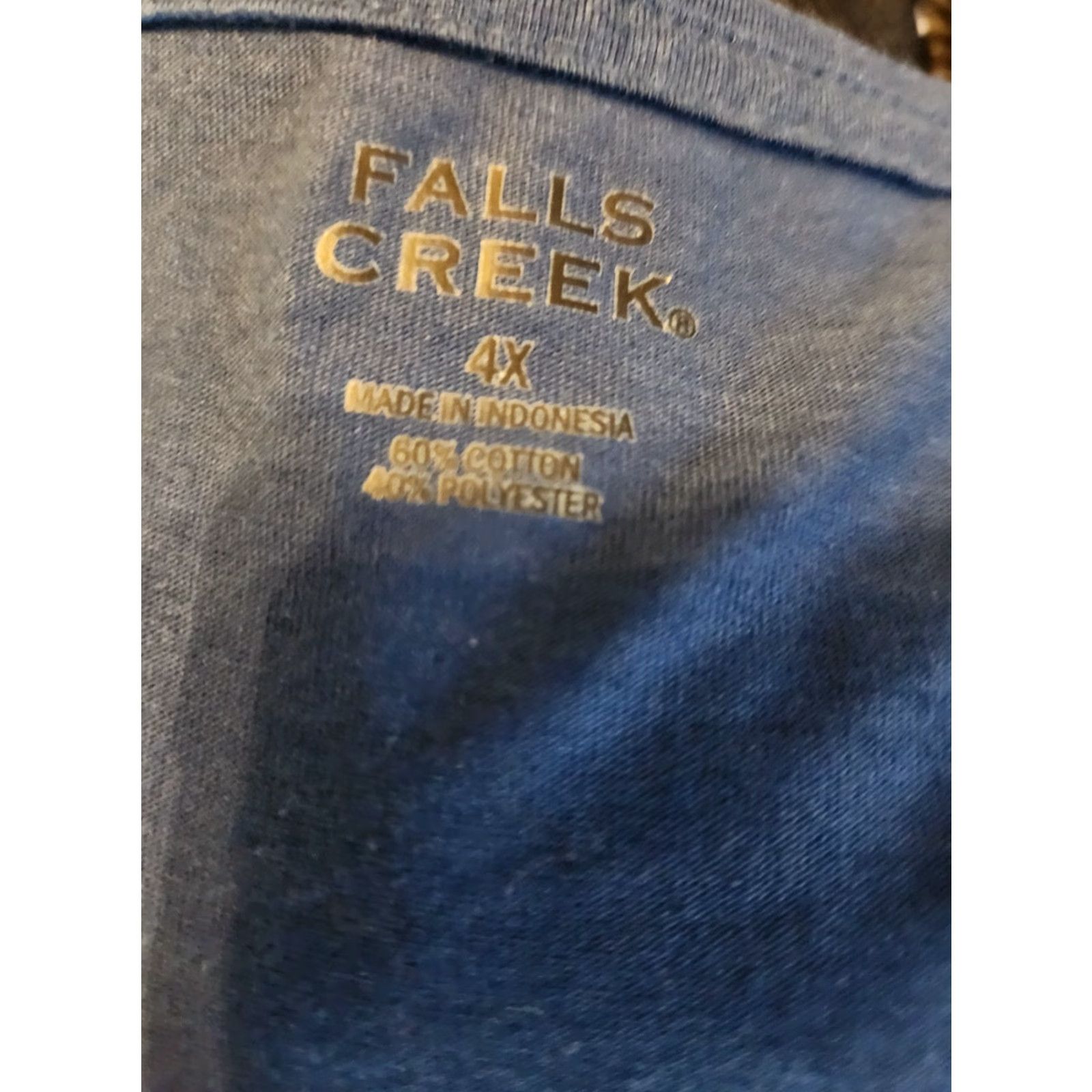 Vintage Falls Creek Blue Henley Embroidered Trim Long Sleeve Casual Shirt 4X Plus Womens Size XXL / US 16-18 / IT 52-54 - 4 Thumbnail