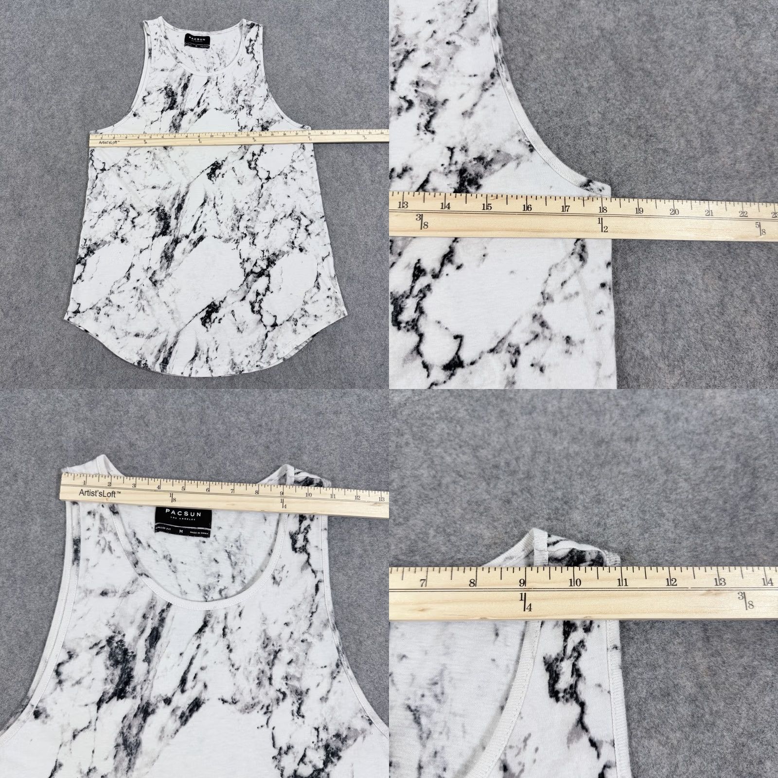 Pacsun Pacsun Scallop Fit Activewear Tank Top Women's Medium White Marble Print Size M / US 6-8 / IT 42-44 - 8 Thumbnail