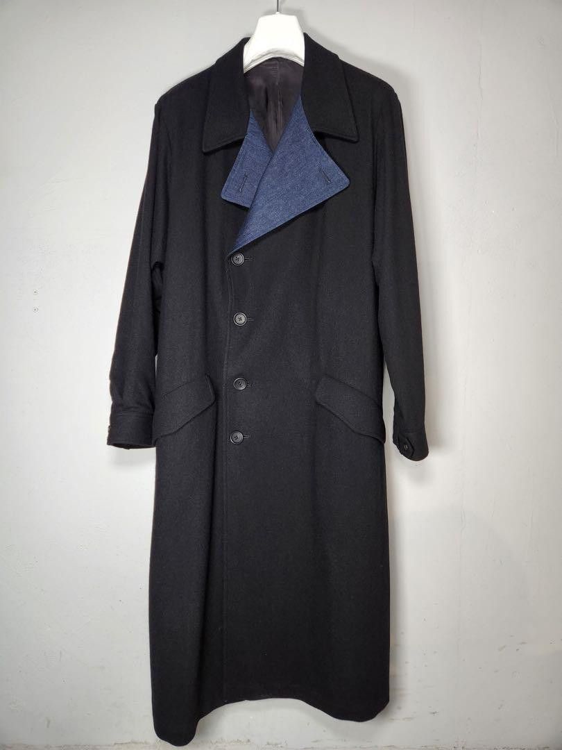 image of Yohji Yamamoto Pour Homme Wool Trench Coat in Black, Men's (Size Small)