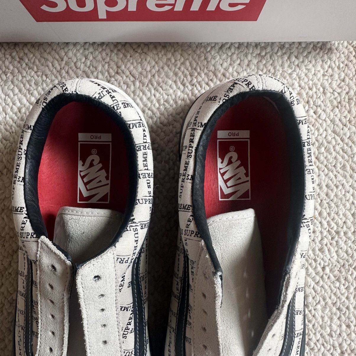 Supreme × Vans Supreme Old Skool Pro “Grid White” Sneakers Size US 12 / EU 45 - 2 Thumbnail