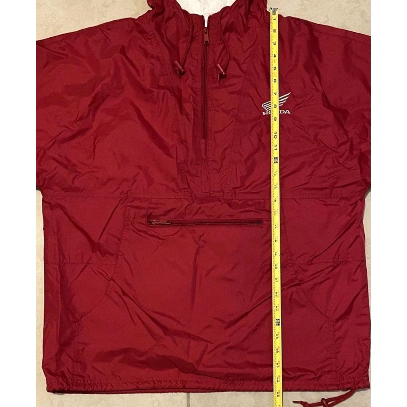 Honda VINTAGE Honda Racing Anorak Jacket M Red Biker 90s Windbreaker Racing Nascar Indy 500 Harley 1/2 Zip Hooded Mens Size US M / EU 48-50 / 2 - 7 Thumbnail