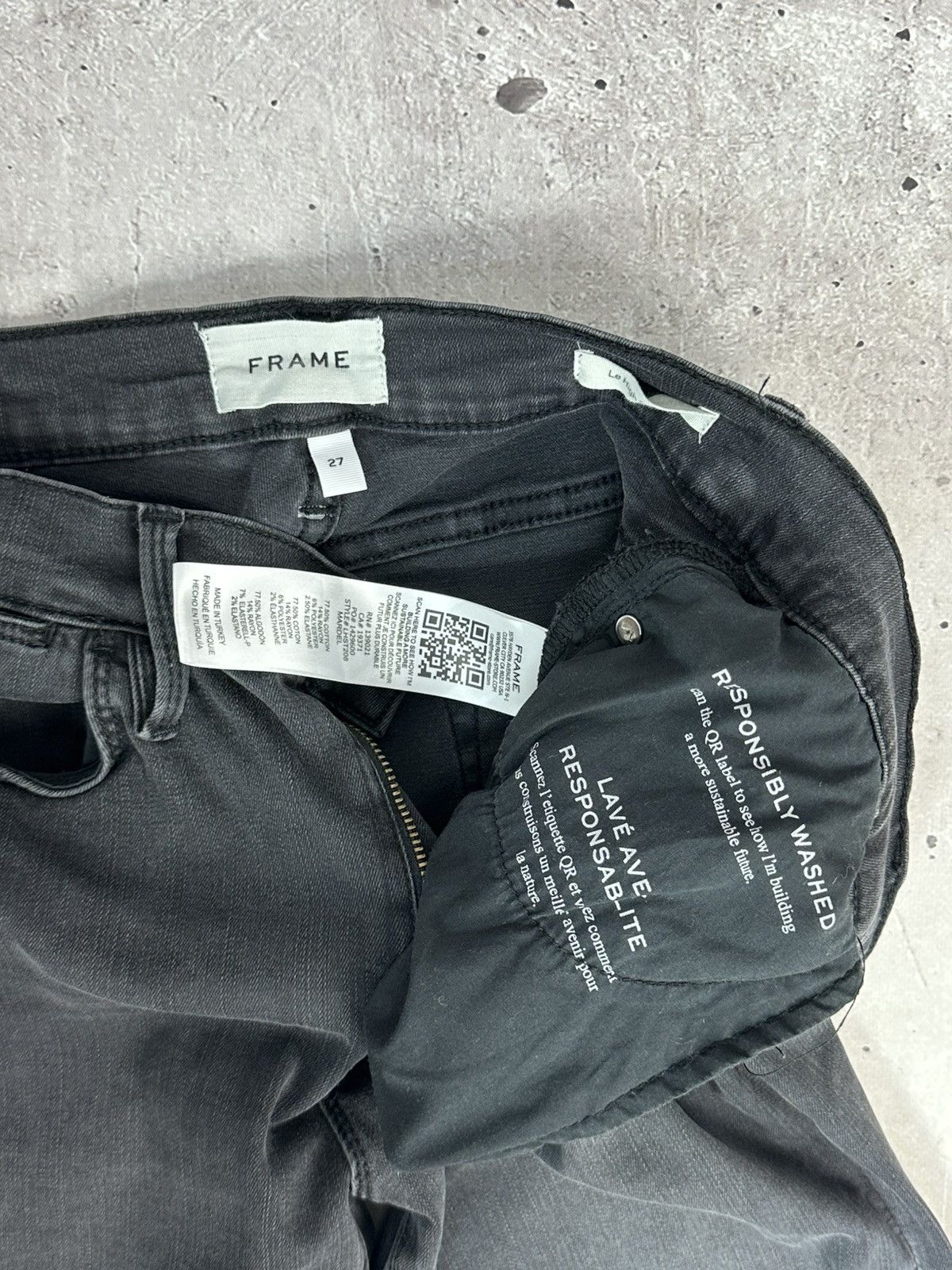 Frame Frame Le High Straight Black Washed Jeans Size 27" / US 4 / IT 40 - 6 Thumbnail