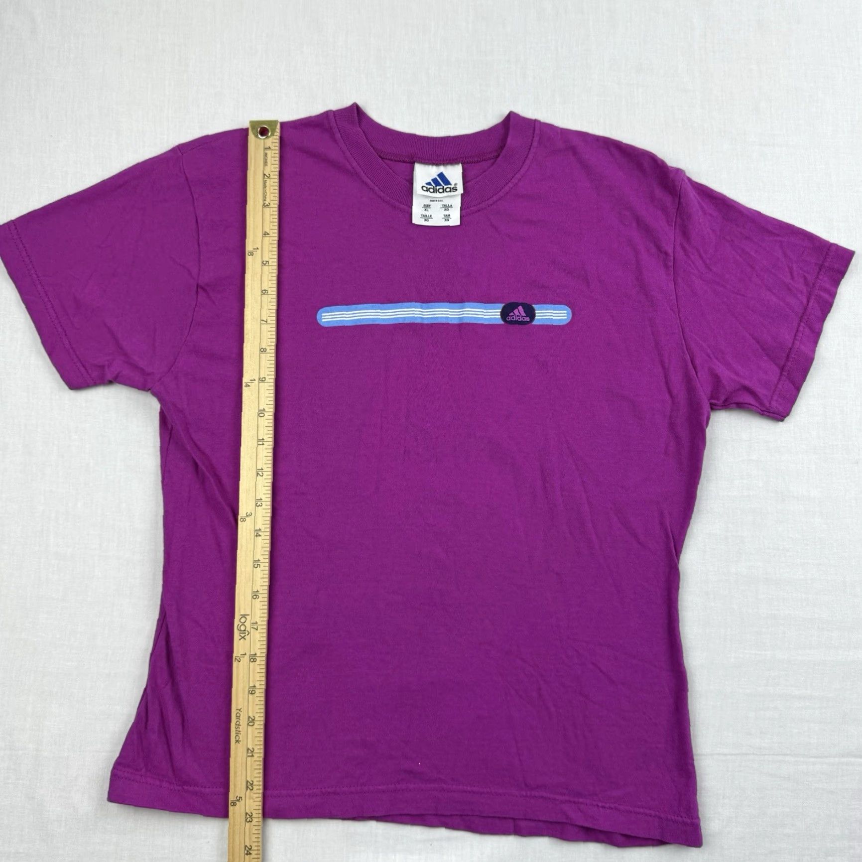 Adidas VINTAGE Adidas T-Shirt Womens XL Purple Slim Fit Crew Neck Y2K Punk Sports Size XL / US 12-14 / IT 48-50 - 6 Thumbnail