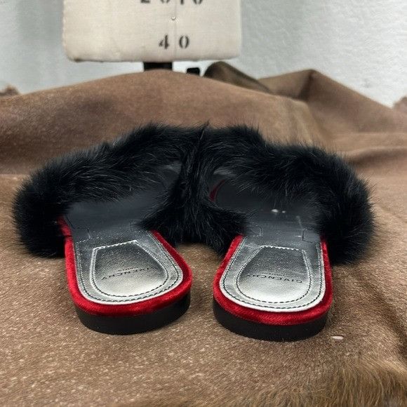 Givenchy Givenchy Bedford Mule Red Velvet and Black Mink Fur Slippers Size US 9.5 / IT 39.5 - 3 Thumbnail
