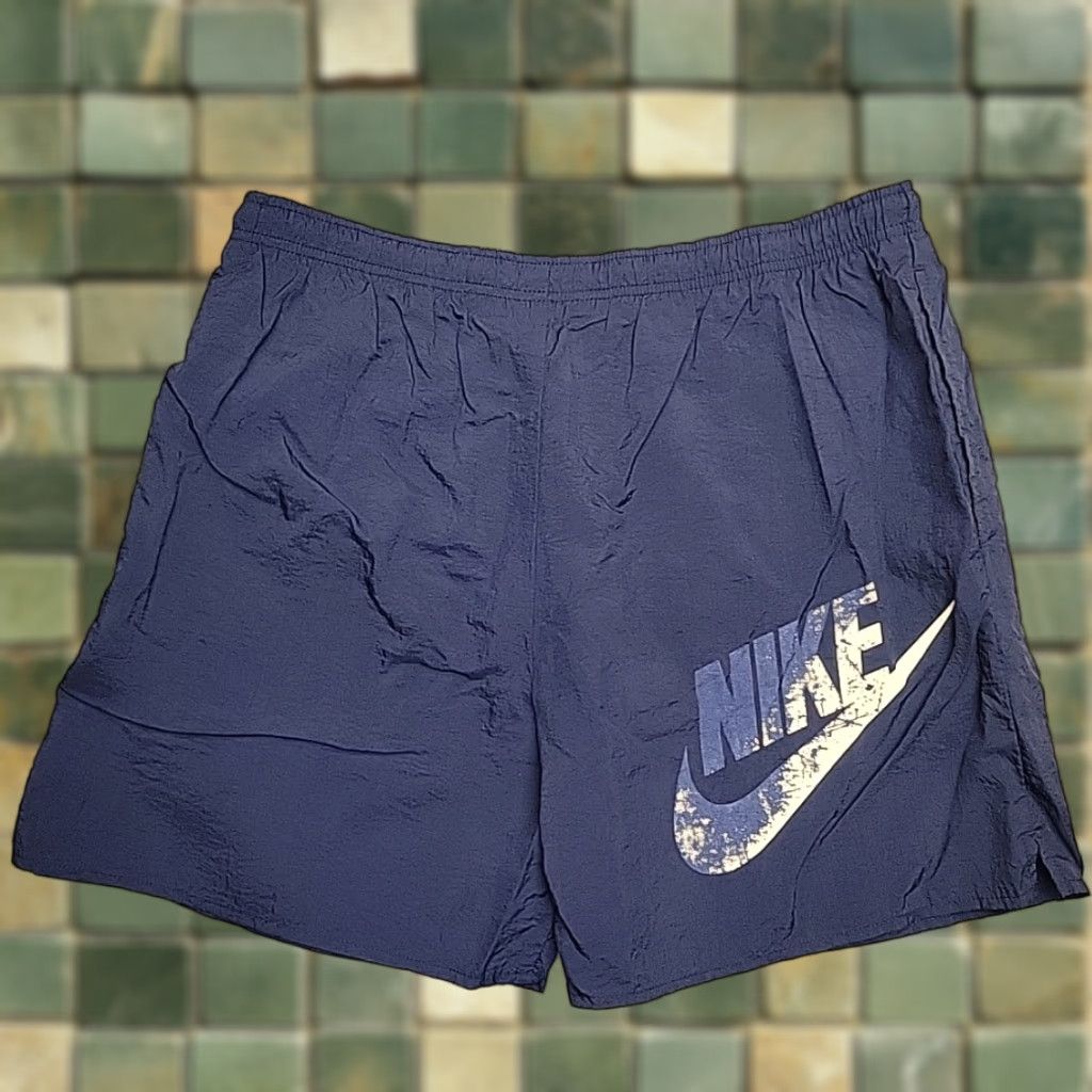 Nike VINTAGE Nike Shorts Bottom Men L Blue 90s Swoosh Windbreaker 100% Nylon Swim Pockets Drawstring Lightweight Logo Size US 33 - 1 Thumbnail