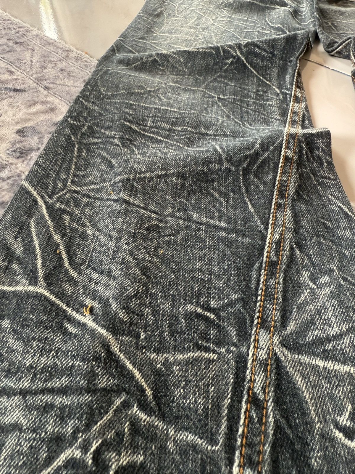 If Six Was Nine Nylaus Japan Shatter Wash Spiral Glam Flared Jeans Size US 30 / EU 46 - 21 Thumbnail
