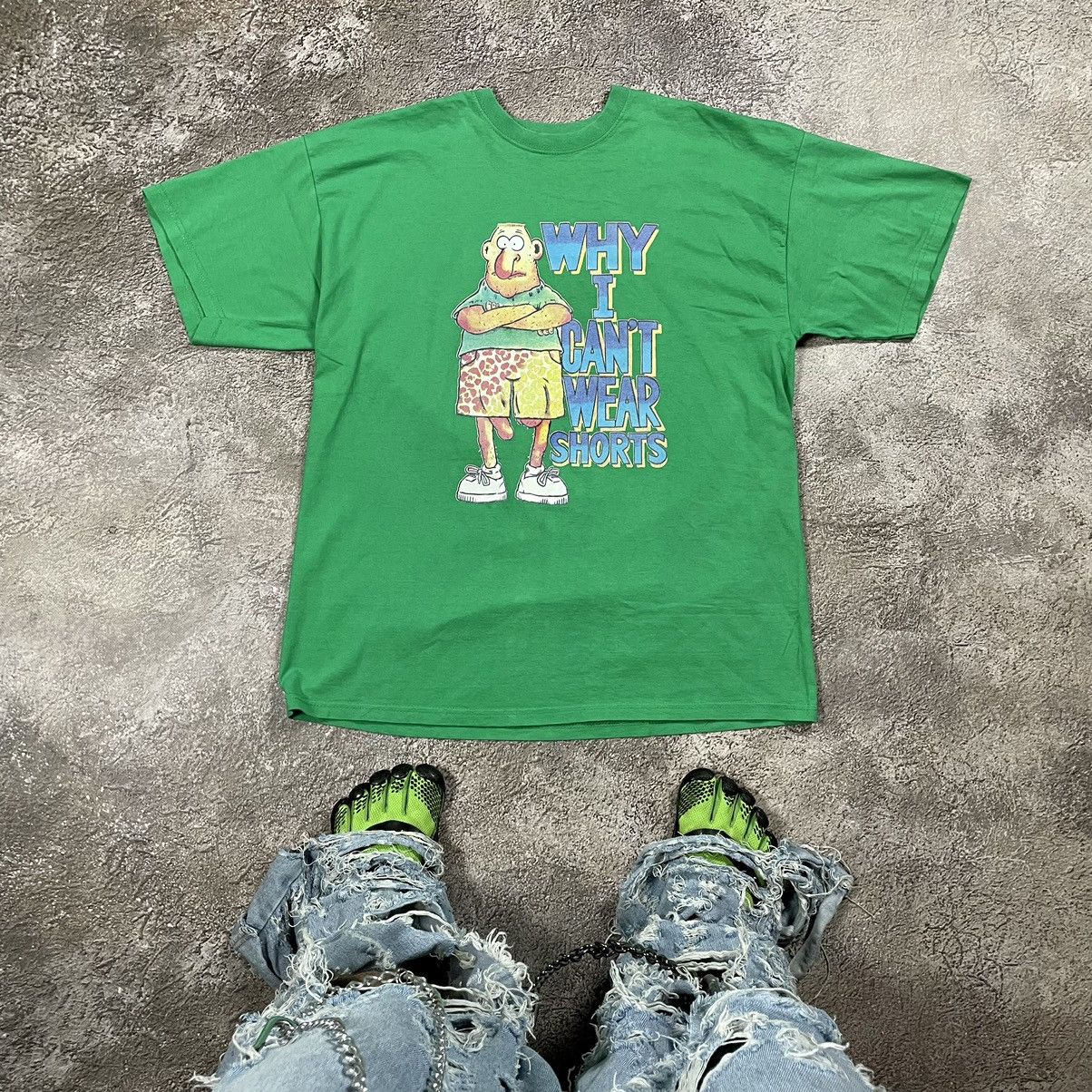 Vintage ADULT SHORTS SLOGAN Tee WHY CANT ABSURD L