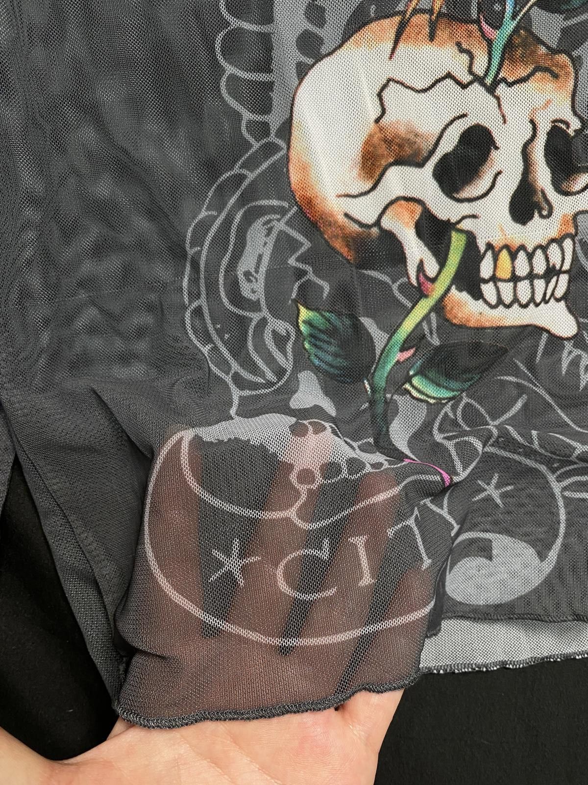 Other Deadstock Ed Hardy Mesh Rose Skull Long Sleeve Shirt Small Size S / US 4 / IT 40 - 5 Thumbnail