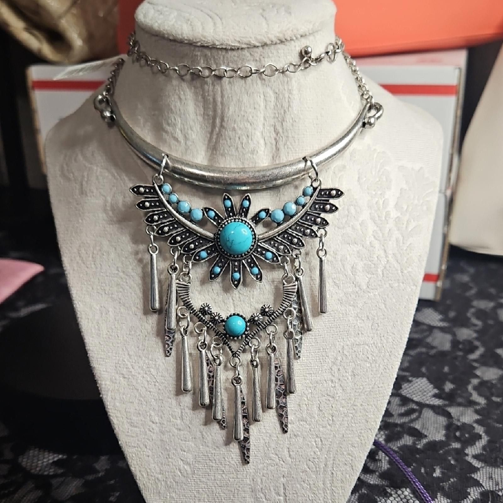 Macys Macy's Silver and Blue Boho Necklace Size ONE SIZE - 1 Thumbnail