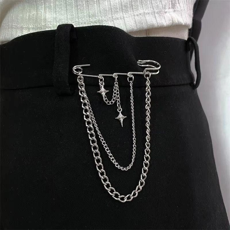 Jewelry STAR Chain Brooch Decoration Tassel Chain Pin Size ONE SIZE - 3 Thumbnail