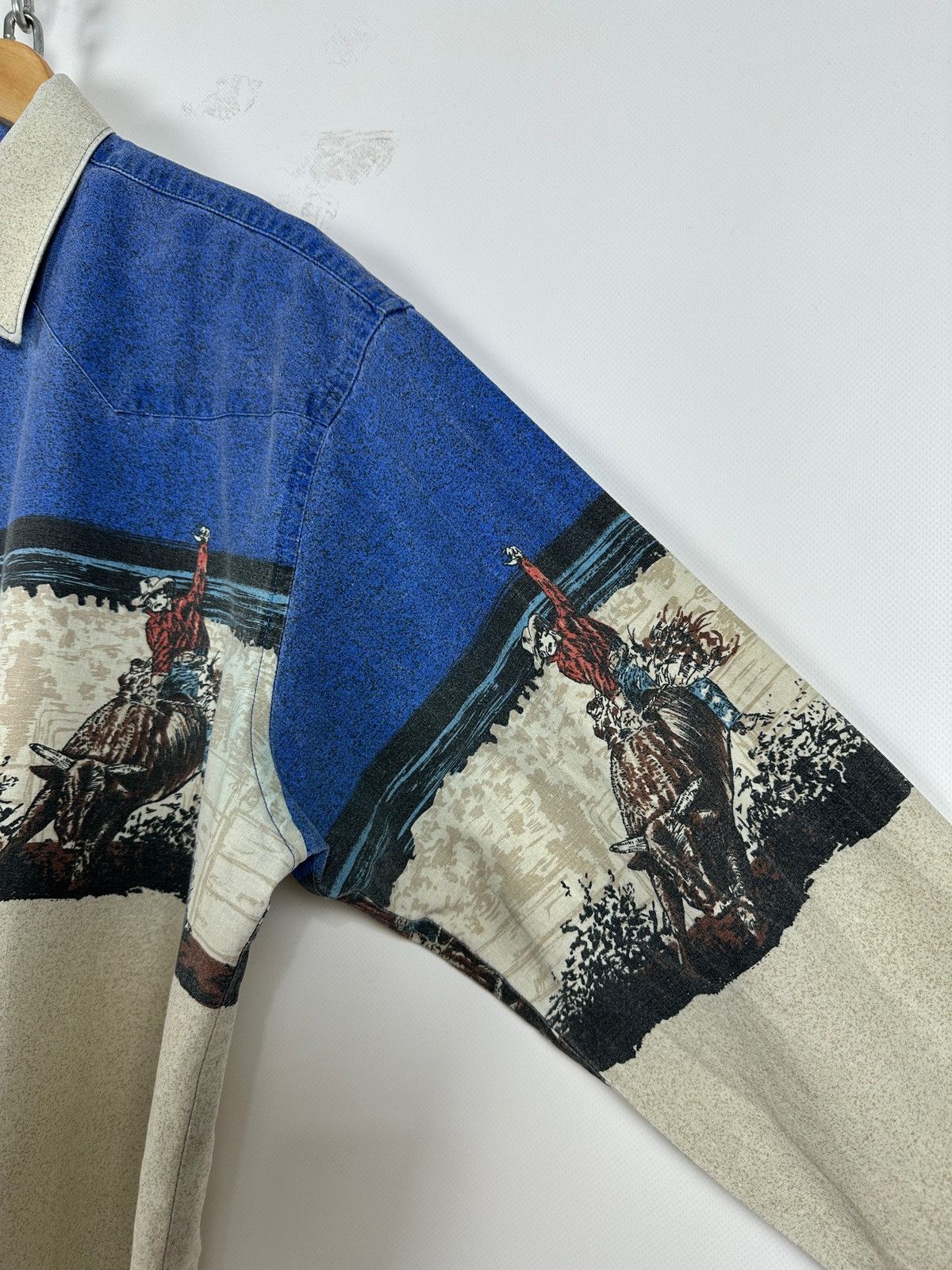 Vintage Vintage Wrangler Western Pearl Snap Horses Rodeo Shirt Size US XL / EU 56 / 4 - 13 Thumbnail