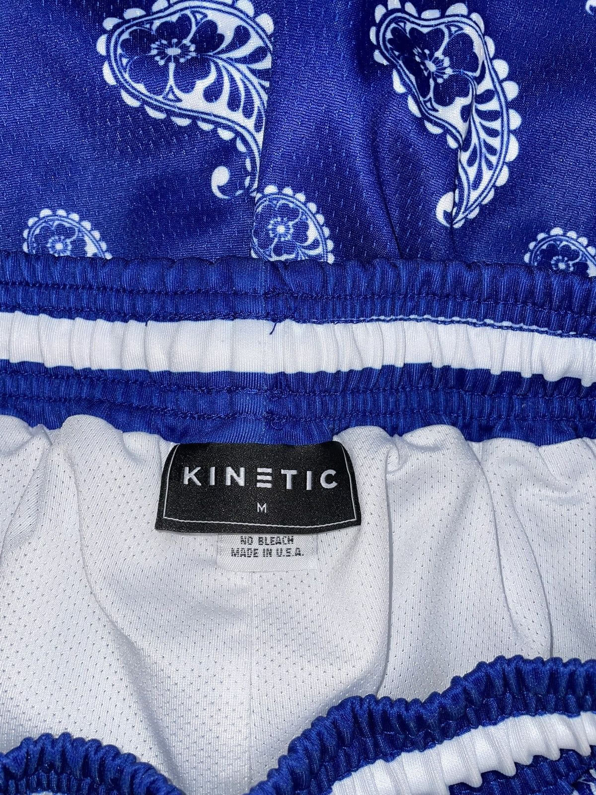 Designer Kinetic Kings Blue Paisley Mesh Shorts Size US 30 / EU 46 - 6 Thumbnail