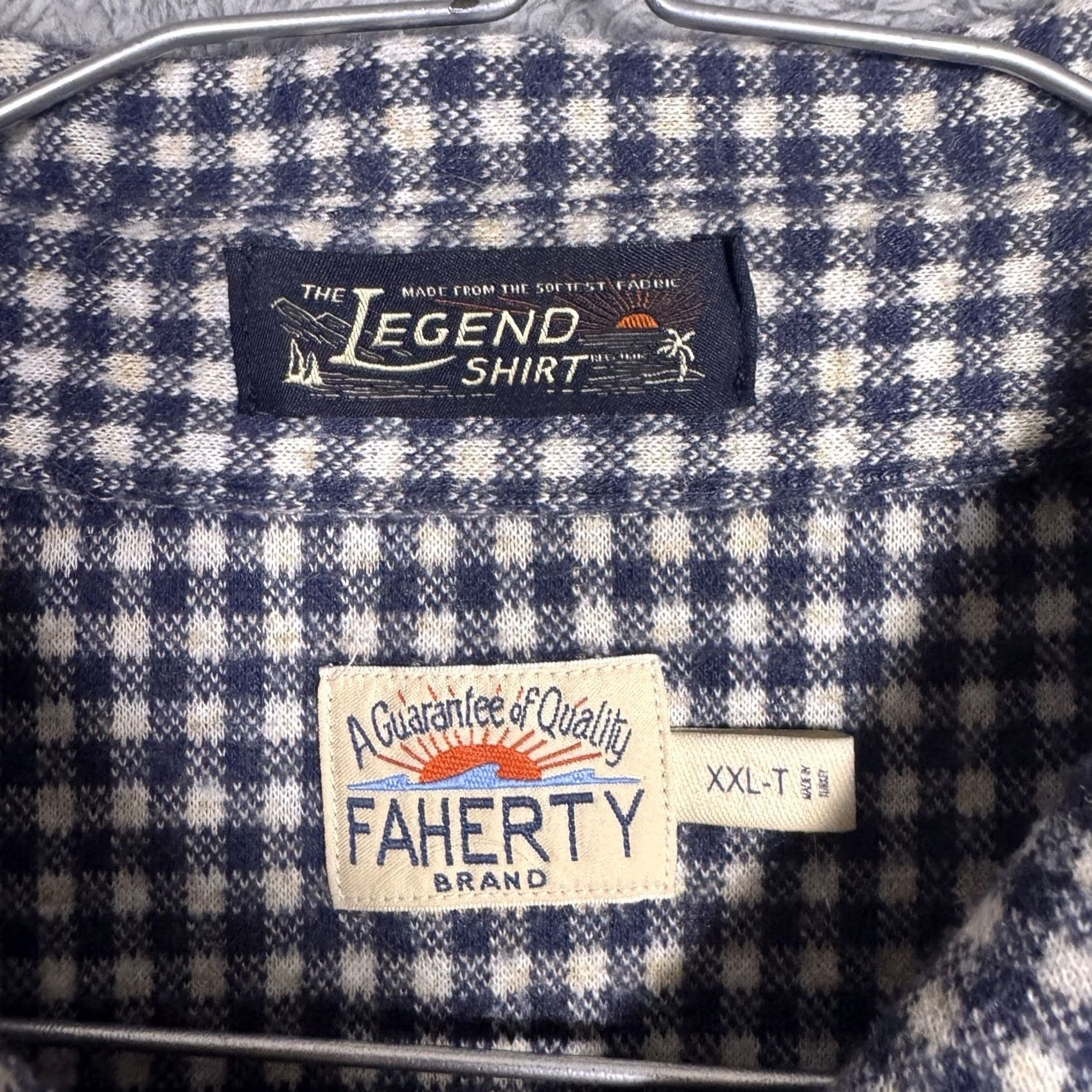 Faherty Faherty Shirt Mens 2XLT XXL Tall Plaid Check Button-Up Viscose Knit Size US XXL / EU 58 / 5 - 6 Thumbnail