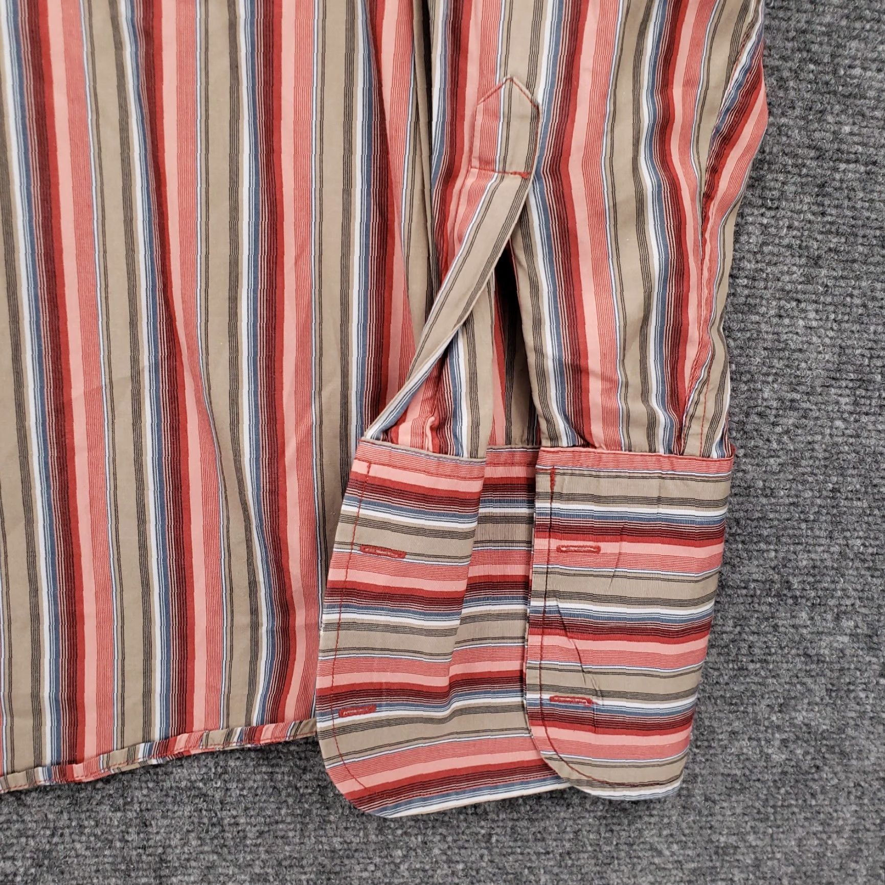 Liz Claiborne Claiborne Shirt Mens XL Red Striped Button-Up Long Sleeve Cotton Blend Casual Workplace Size US XL / EU 56 / 4 - 5 Thumbnail