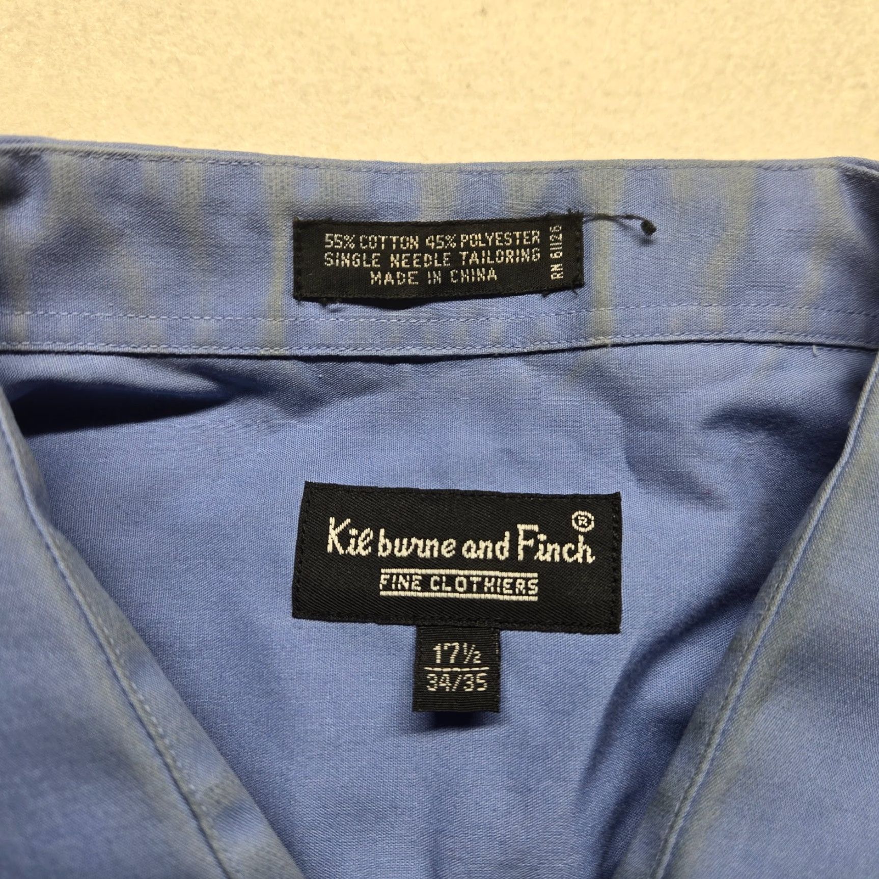 Vintage Kilburne and Finch Dress Shirt Men 17.5 Blue Long Sleeve Button Up Size 46R - 3 Thumbnail