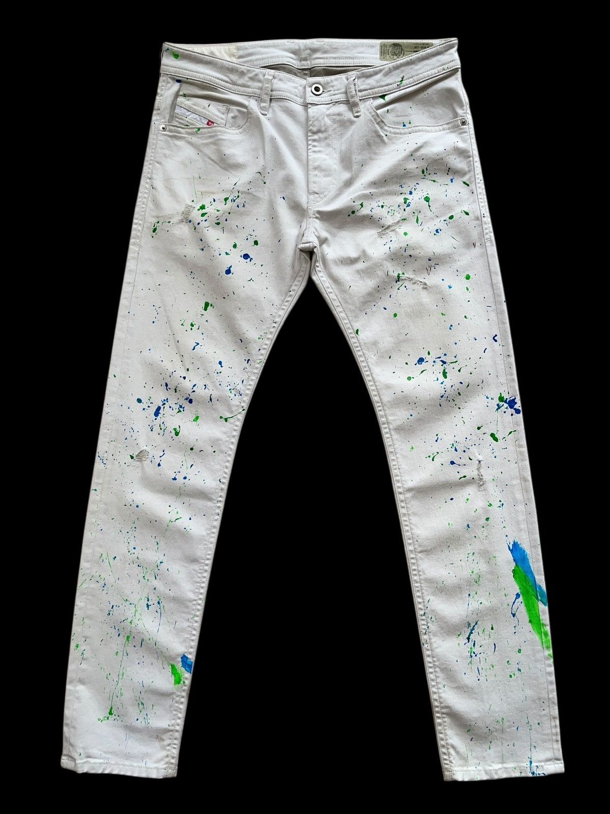 Diesel Diesel Thommer Slim-Skinny Paint Splatter Denim Size US 33 - 1 Thumbnail