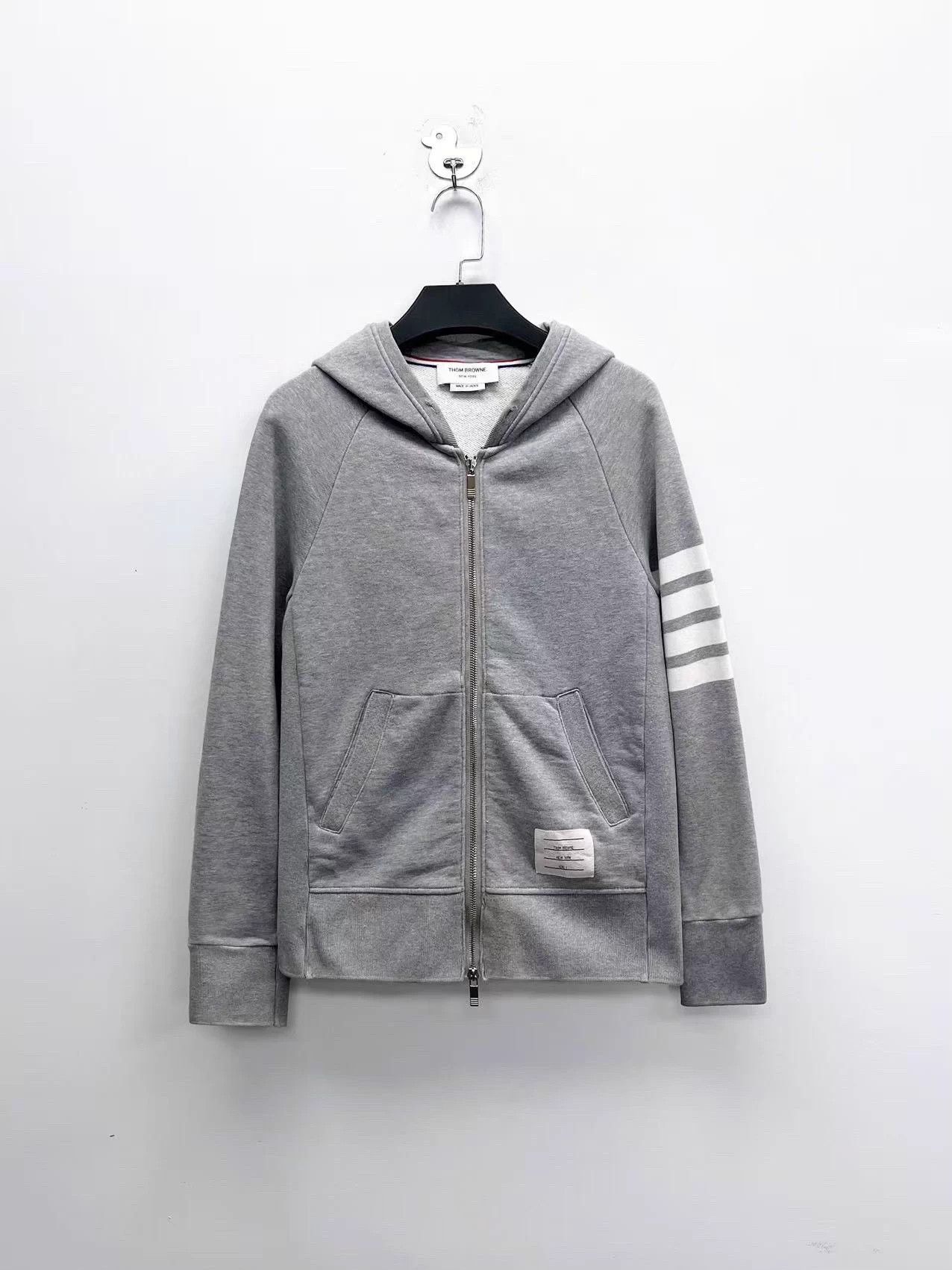 Thom Browne Thom Browne light gray 4-bar zip hoodie 1 Size US S / EU 44-46 / 1 - 1 Thumbnail
