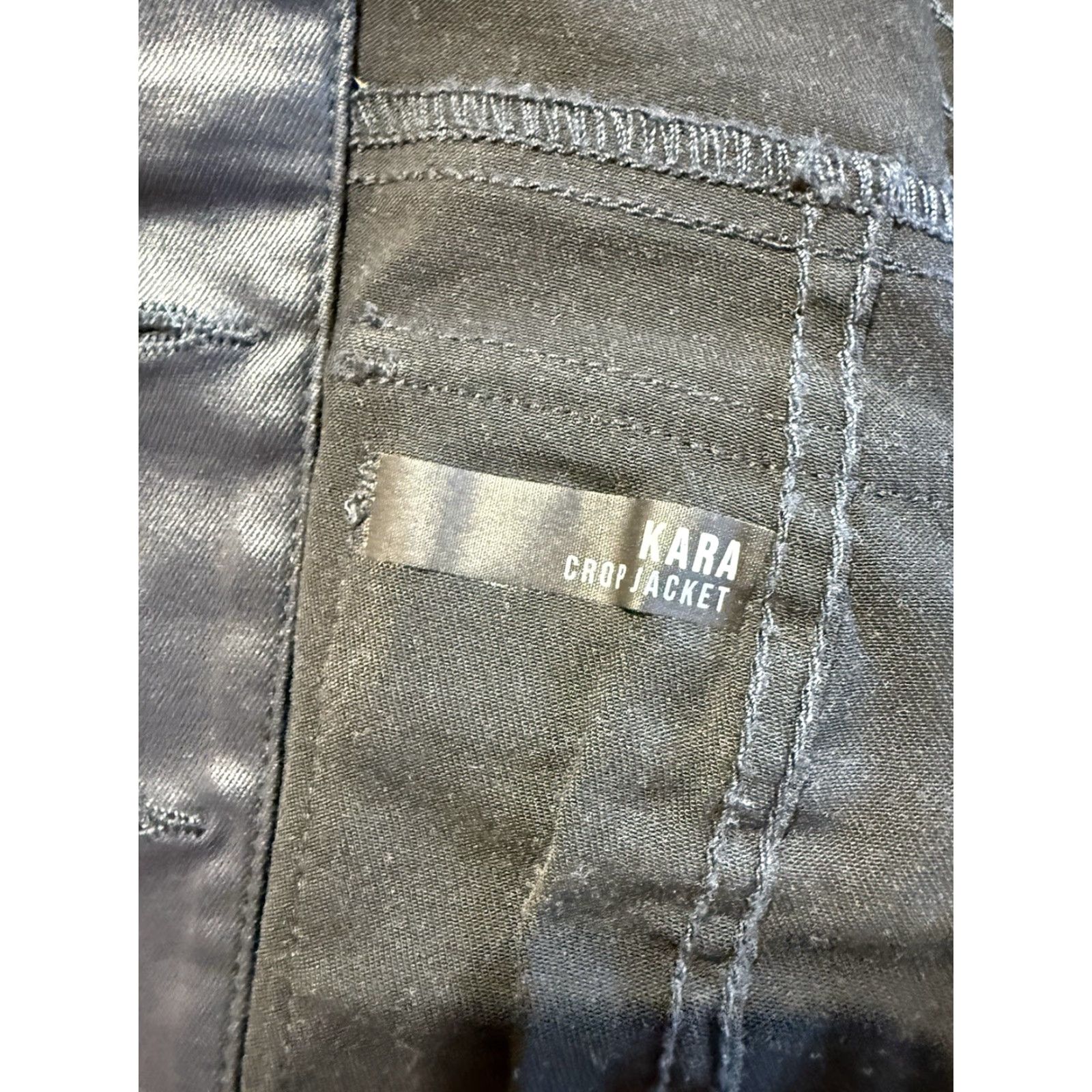 Vintage KUT from the Kloth Jacket Womens Small Black Cropped Kara New Modal Blend Model Cropped Kara Raw Hem Jacket Collared Pockets Solid City Classic Size S / US 4 / IT 40 - 6 Thumbnail