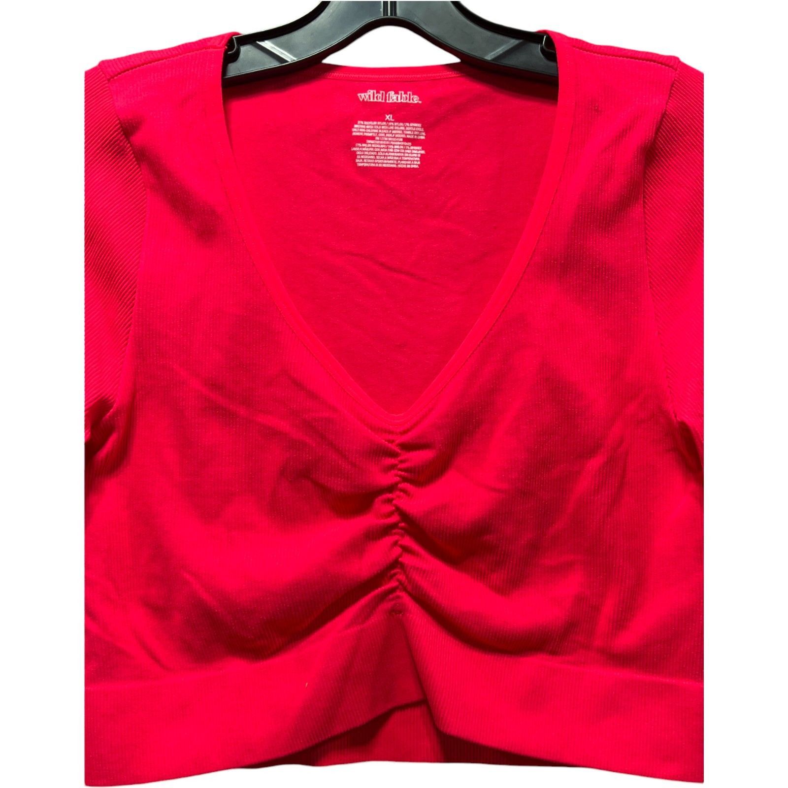 Other Wild Fable - Women's Long Sleeve V-Neck Front Cinch Crop Top Size XL / US 12-14 / IT 48-50 - 10 Thumbnail