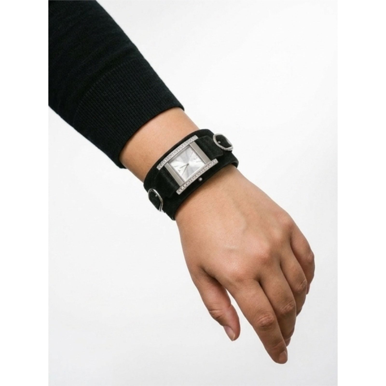 Guess GUESS Black Leather Wrap Watch G66222L Suede Strap Crystal Size ONE SIZE - 3 Thumbnail