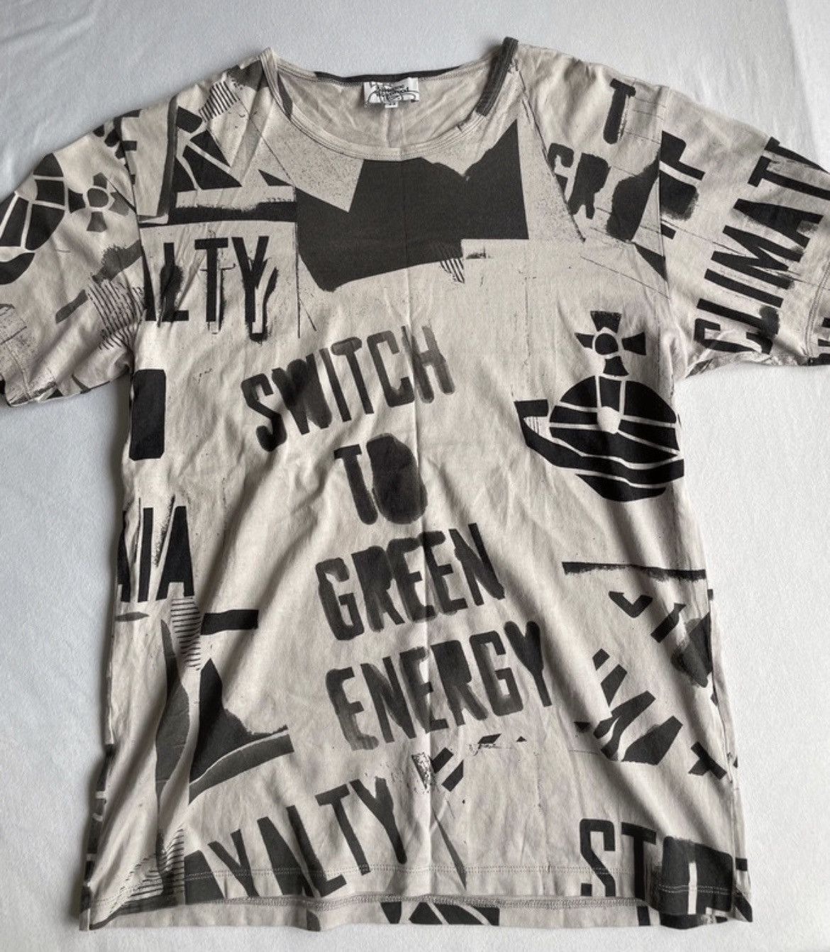image of Vivienne Westwood Oversized Tshirt With Print in Grey, Women's (Size Medium)