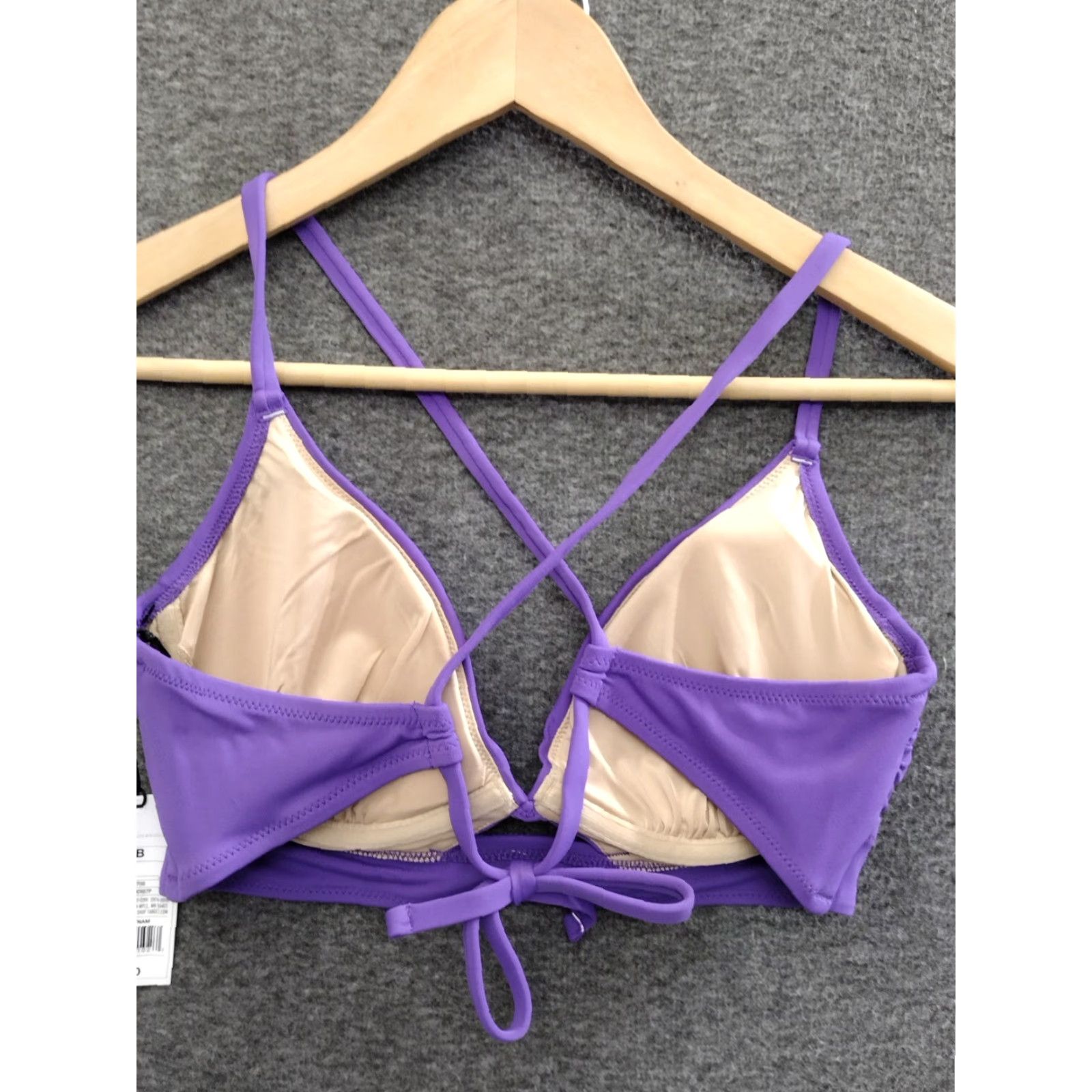 Vintage Shade & Shore Purple Keyhole Spaghetti Bikini Swim Top Padded Size 36B Women Size XS / US 0-2 / IT 36-38 - 2 Thumbnail