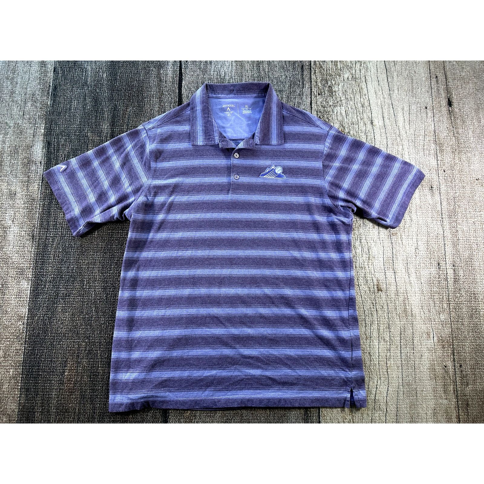 Antigua Colorado Rockies Antigua Striped Mens XL Polo Shirt MLB Size US XL / EU 56 / 4 - 1 Thumbnail