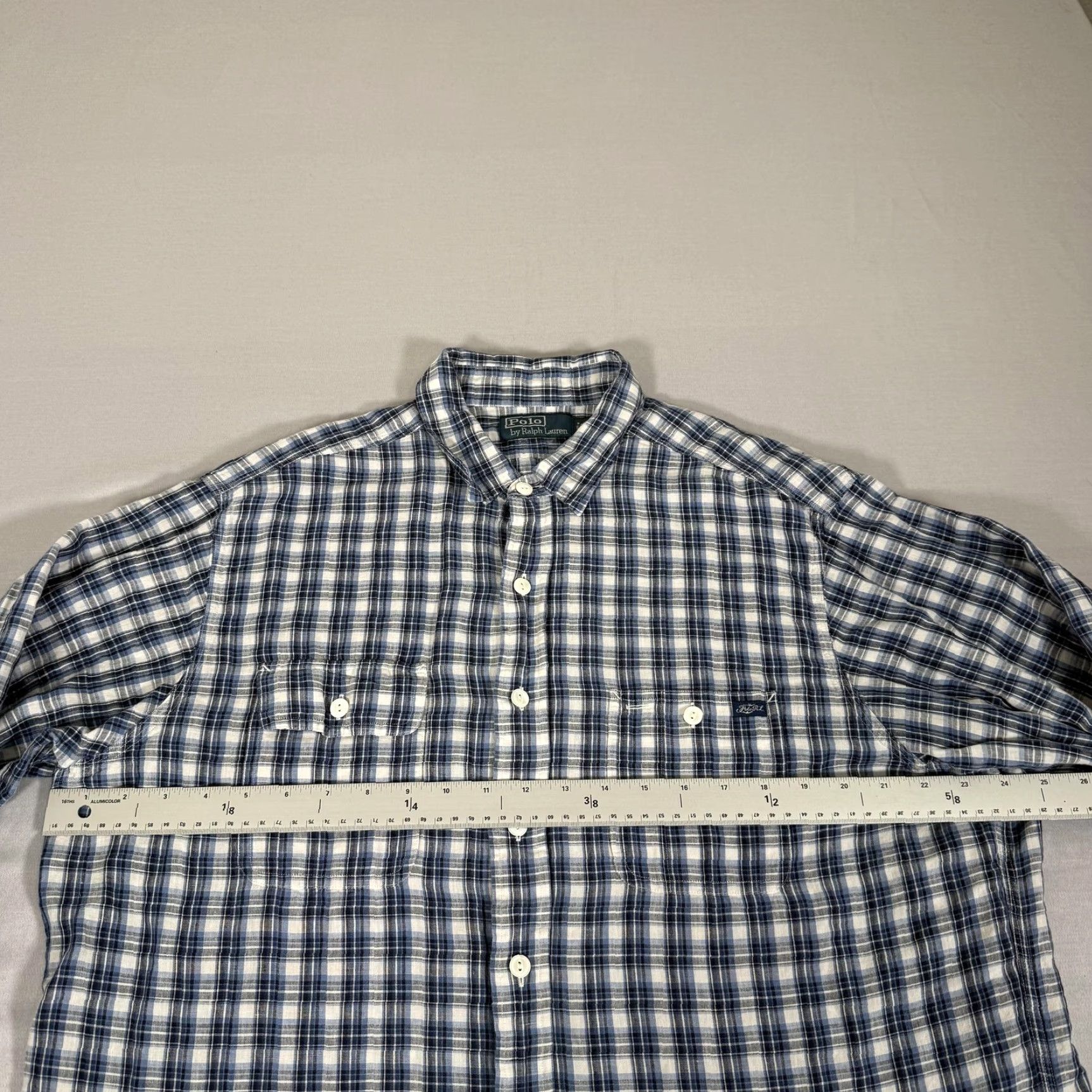 Polo Ralph Lauren VINTAGE Polo Ralph Lauren Shirt Mens XL Blue Plaid Linen Long Sleeve Button Down Preppy Size US XL / EU 56 / 4 - 5 Thumbnail