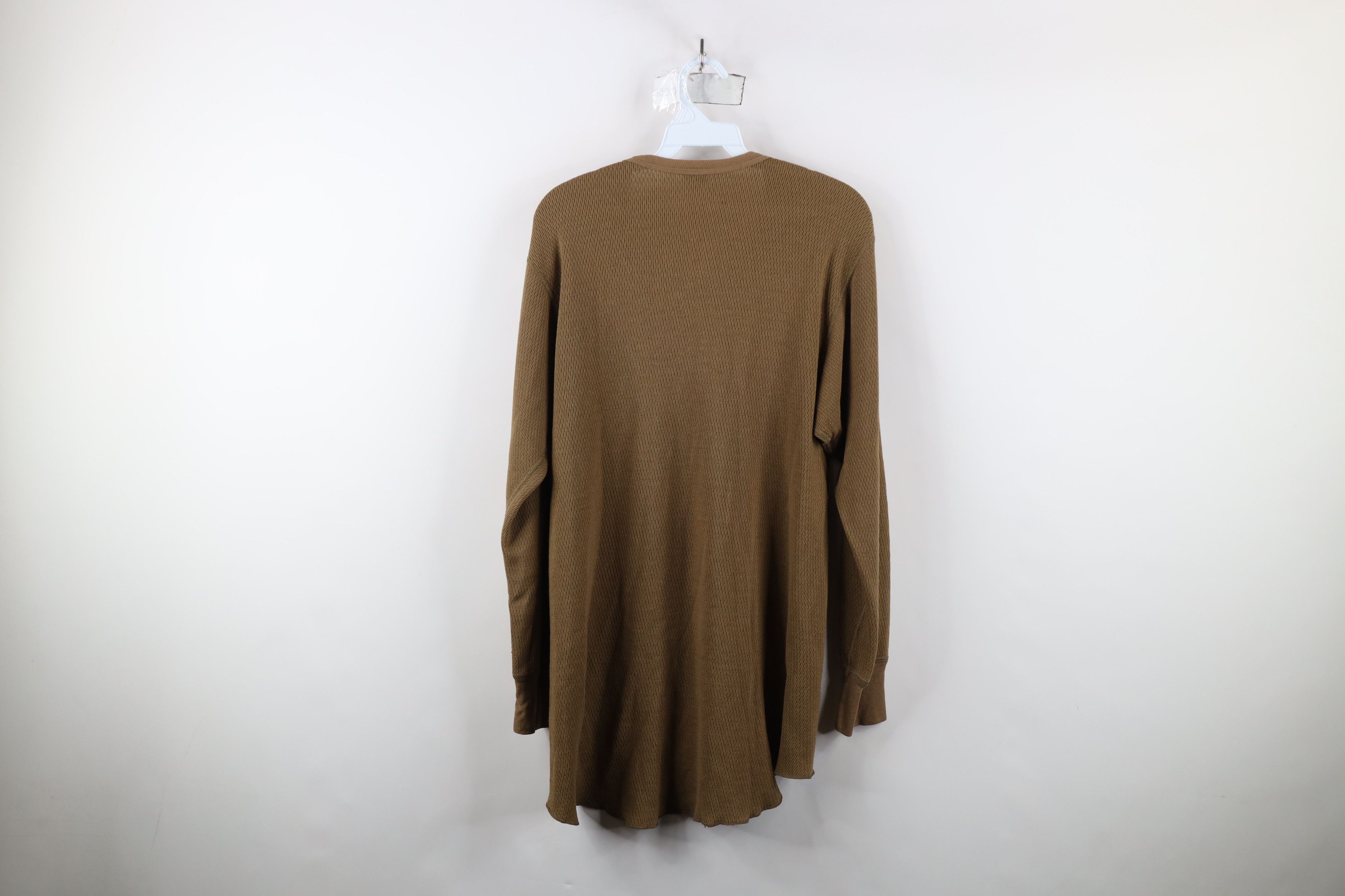 Vintage Vintage 90s Streetwear Thermal Waffle Knit T-Shirt Brown USA Size US XL / EU 56 / 4 - 11 Thumbnail