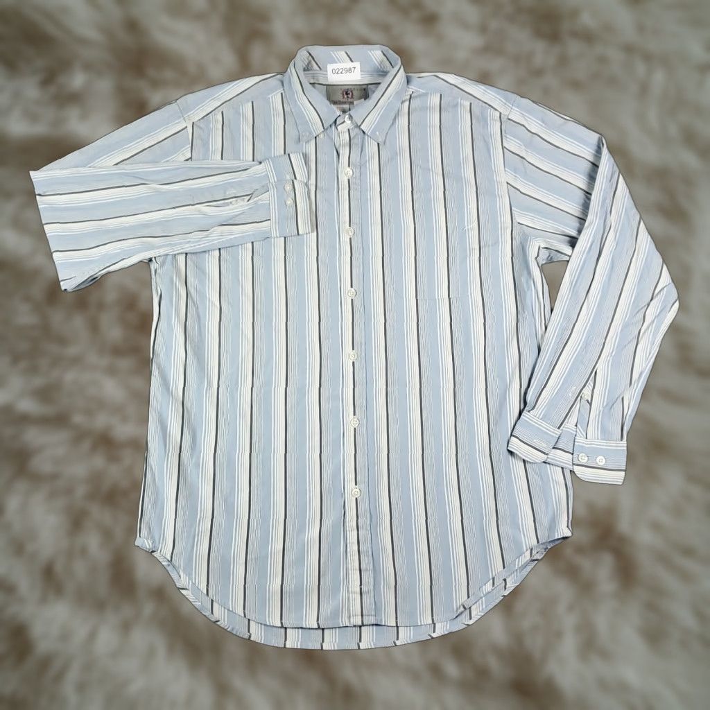 The Territory Ahead Territory Ahead Shirt Mens L Blue White Striped Button Up Casual Business Formal Workwear Size US L / EU 52-54 / 3 - 1 Thumbnail