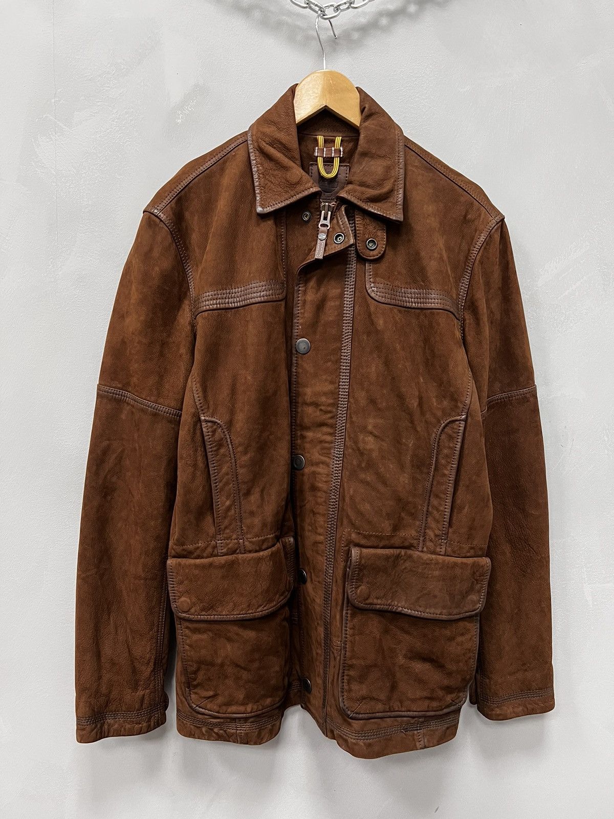 Timberland × Vintage distressed suede brown avant garde leather coat jacket Size US M / EU 48-50 / 2 - 1 Thumbnail