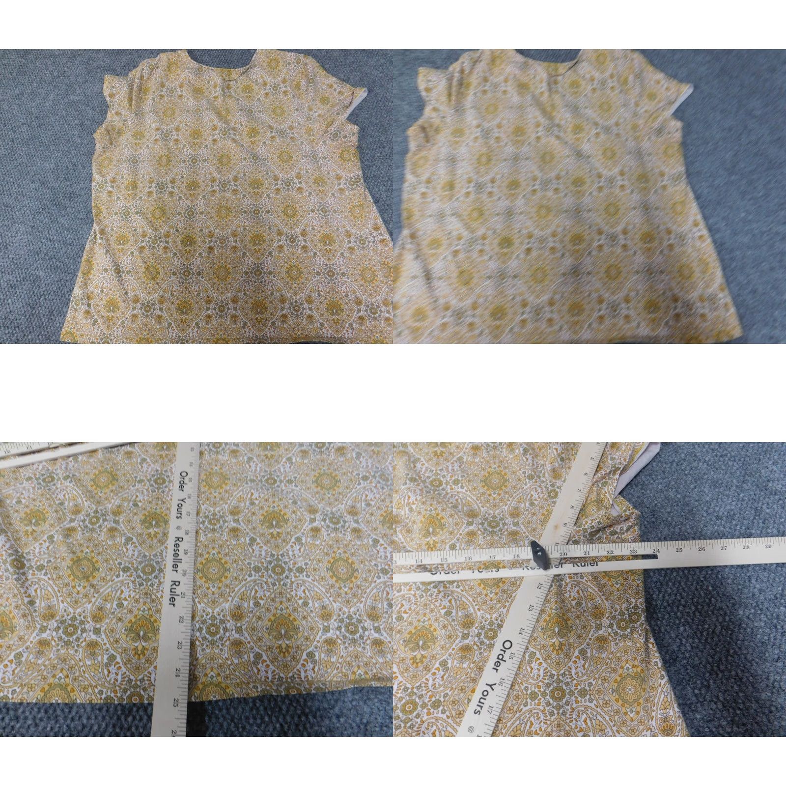 Charter Club Charter Club Blouse 3X Womens Yellow Floral Crew Neck Long Sleeve Cap Sleeve Ruffle Polyester Rayon Breathing Casual Classic Vintage: No Size XXL / US 16-18 / IT 52-54 - 8 Thumbnail