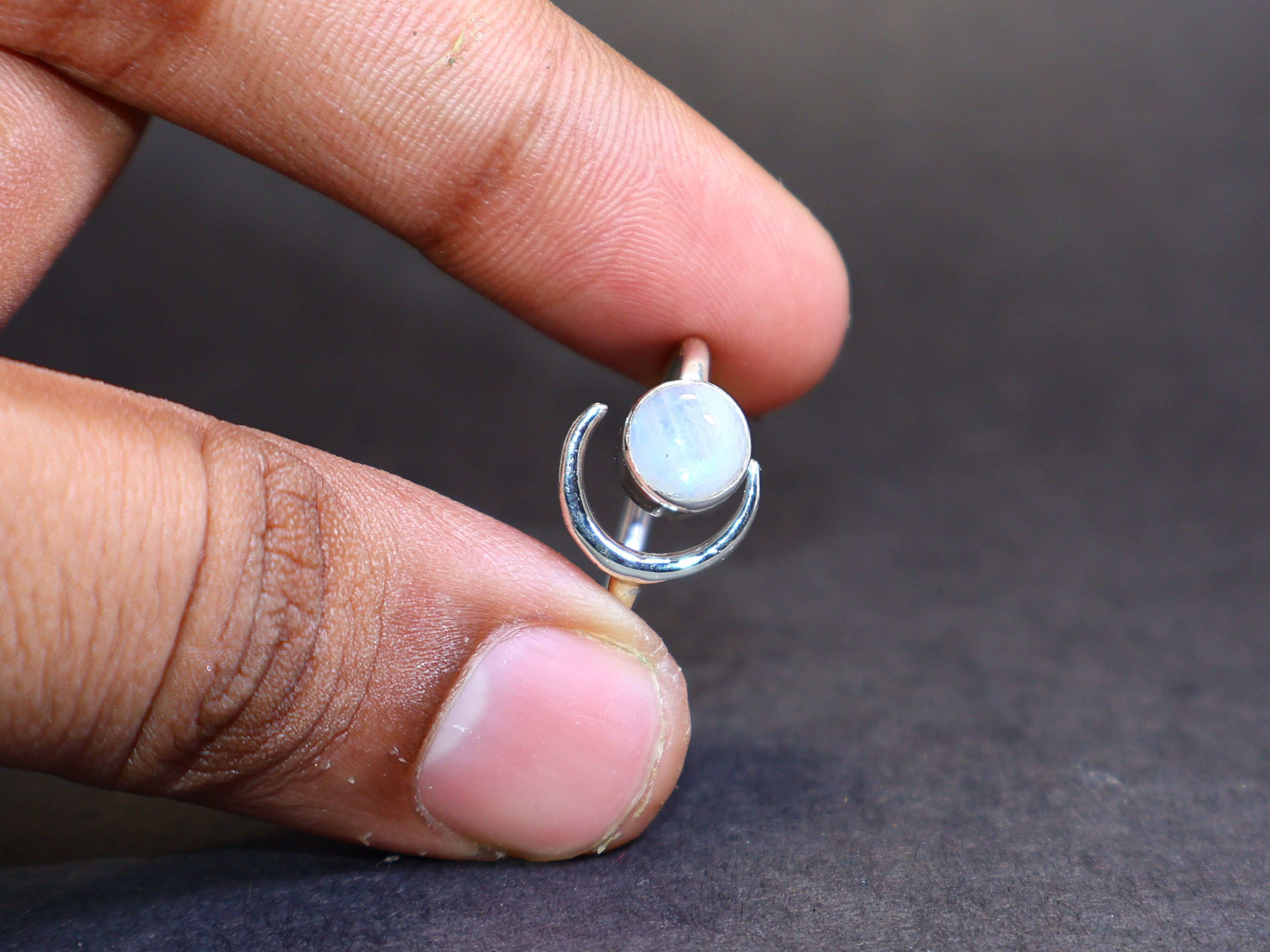 Handmade Rainbow Moonstone Ring, 925 Sterling Silver, Handmade Rings, Size ONE SIZE - 8 Thumbnail