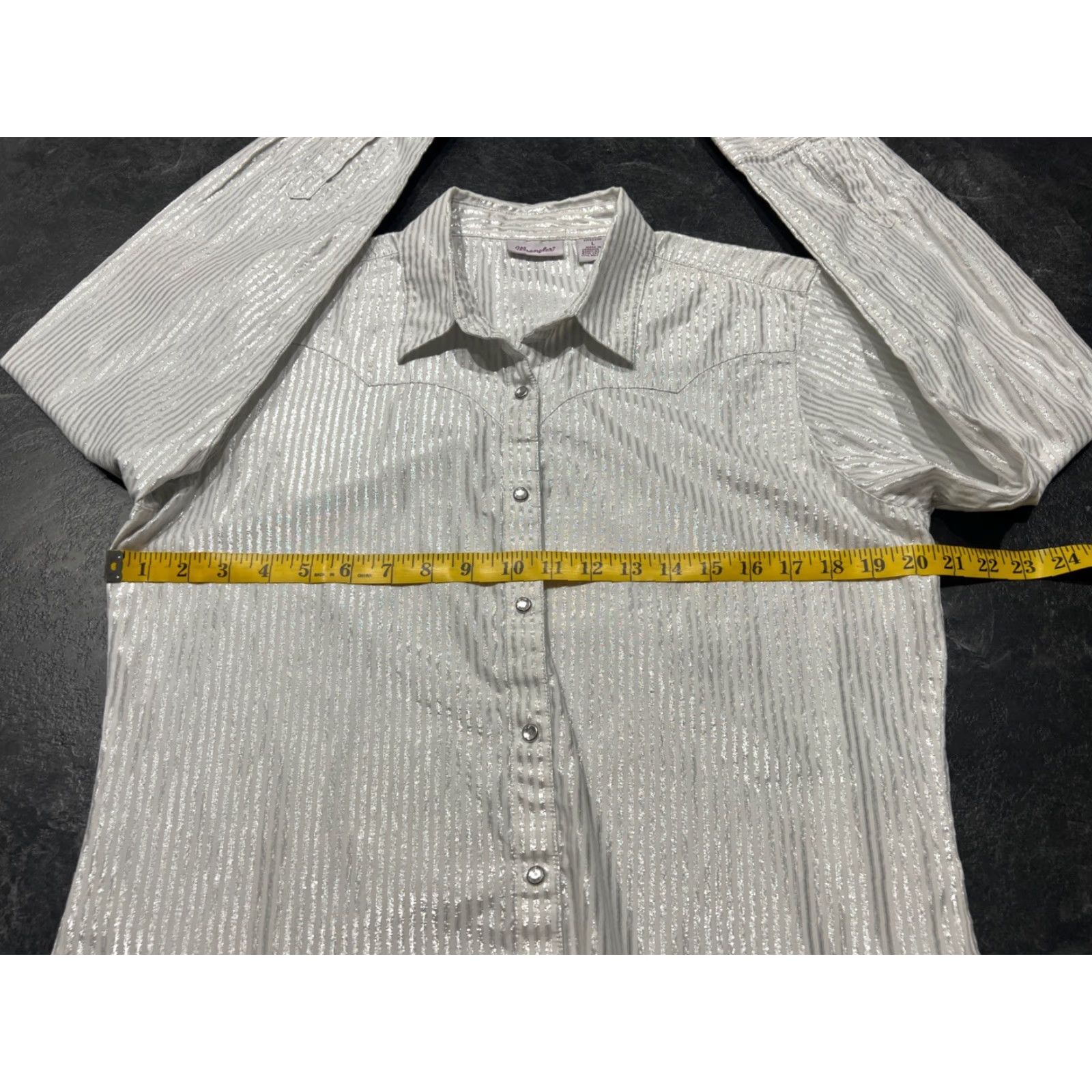 Wrangler Wrangler Shirt Button Up Long Sleeve White L Womens Metallic Striped Dress Up Large Size L / US 10 / IT 46 - 7 Thumbnail