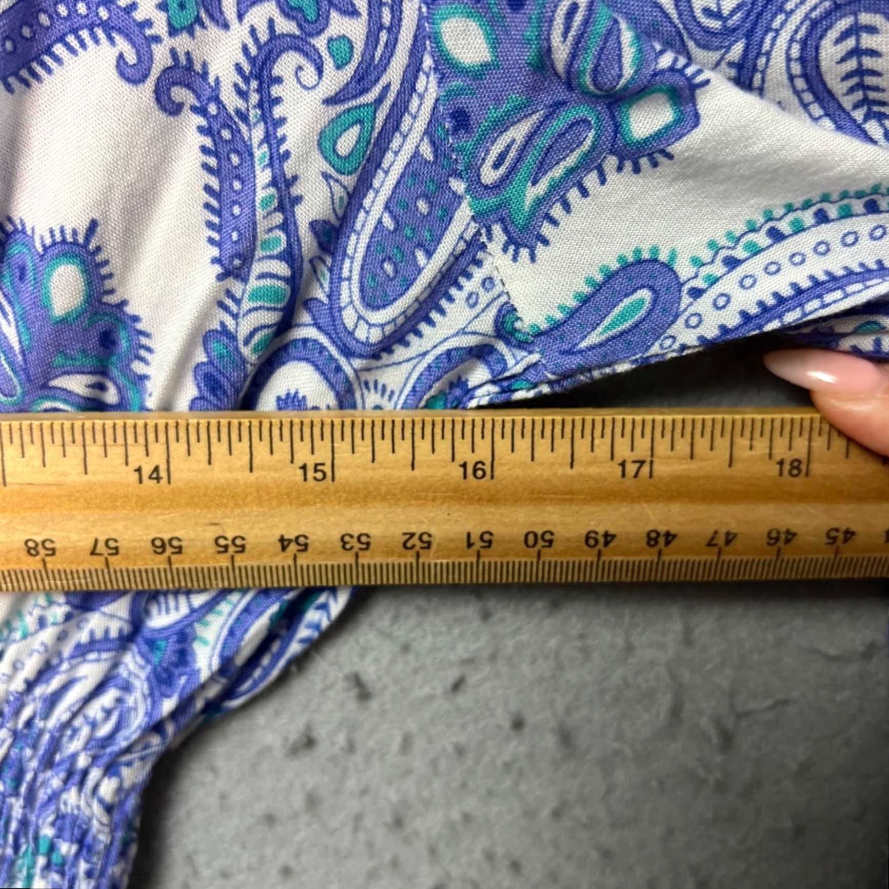 Vintage Z & L Women's Large Maxi Dress Bohemian Paisley V-Neck Button Detail Elastic Waist Long Sleeve Blue Casual Summer Spring Costume Not Vintage Size L / US 10 / IT 46 - 6 Thumbnail