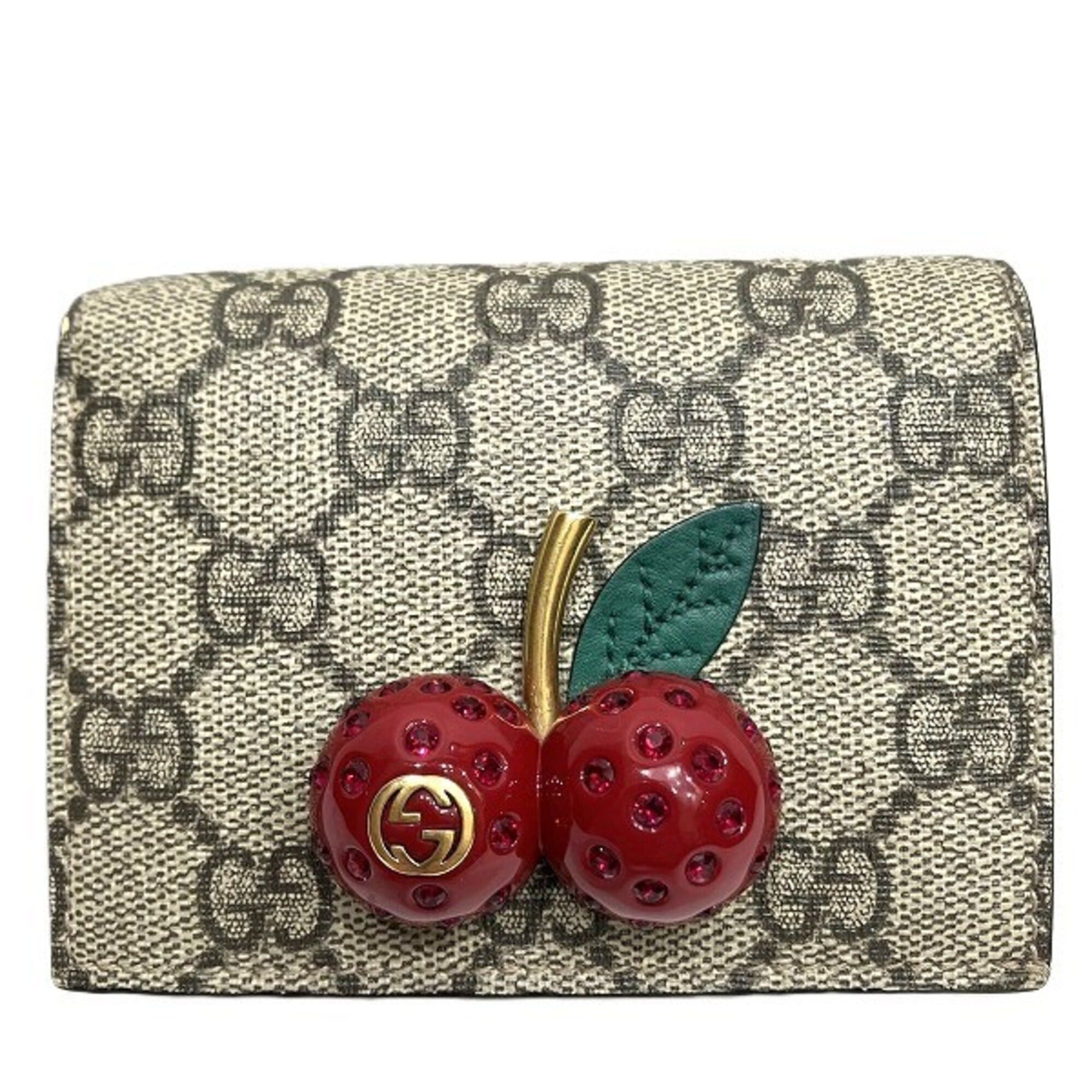 Gucci Gucci GG Supreme Cherry Mini Wallet 476050 Bi-fold for Women Size ONE SIZE - 1 Thumbnail