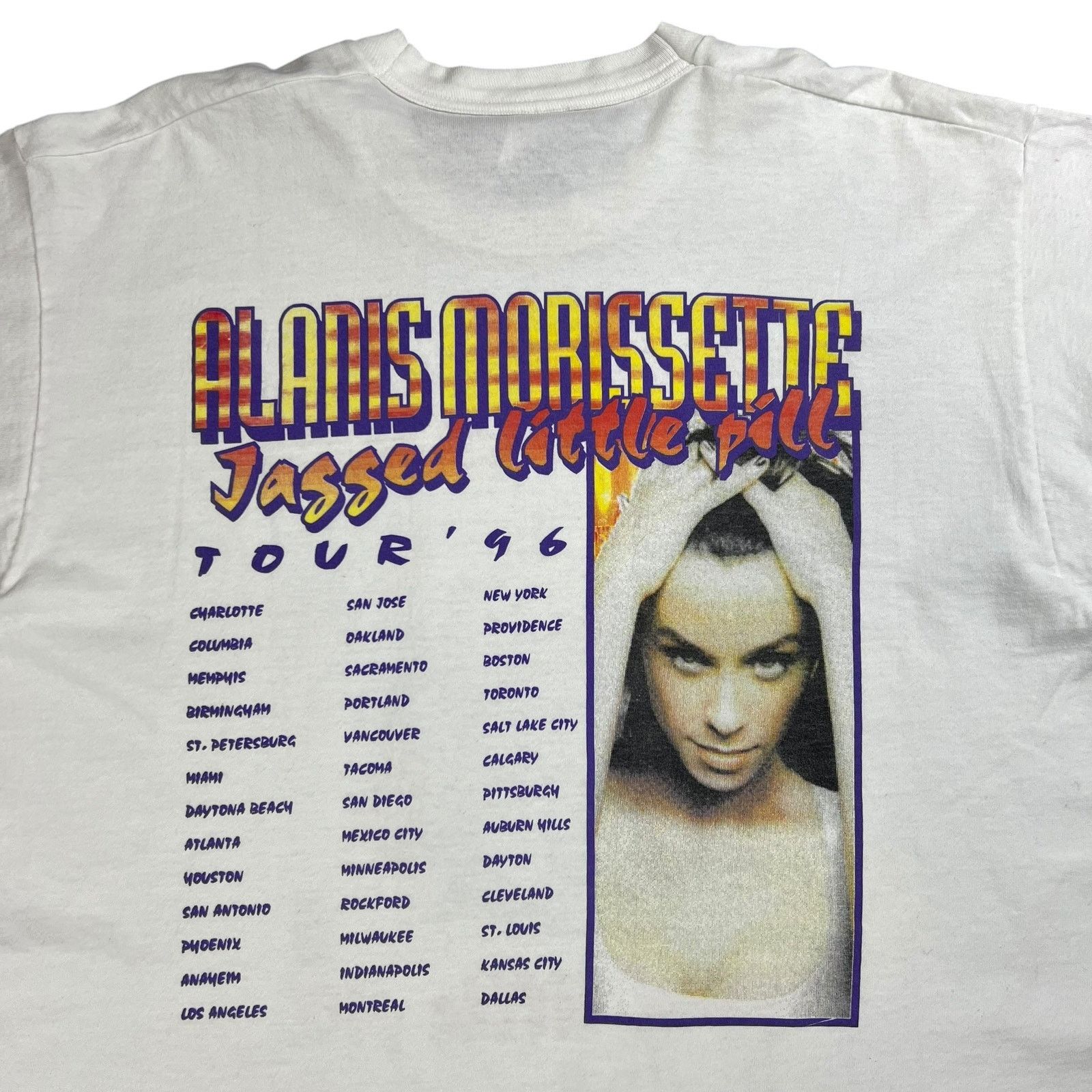 Band Tees × Fruit Of The Loom × Vintage Vintage 1996 Alanis Morissette Jagged Little Pill lot tee Size US XL / EU 56 / 4 - 8 Thumbnail