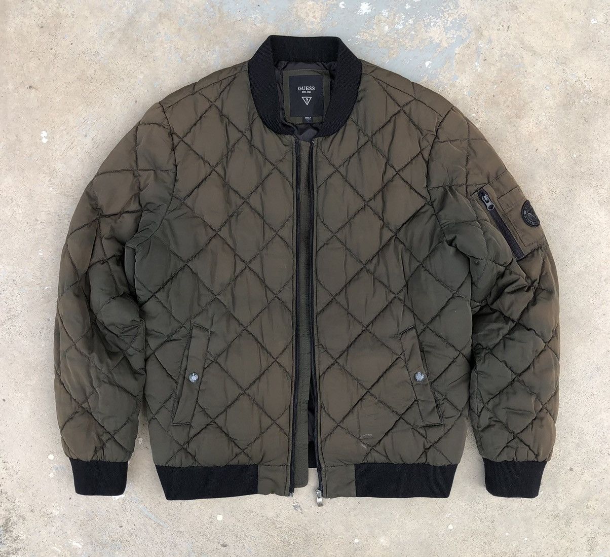 Guess Vintage Guess Est.1981 Sun Faded Quilted Bomber Jacket Size US M / EU 48-50 / 2 - 2 Thumbnail