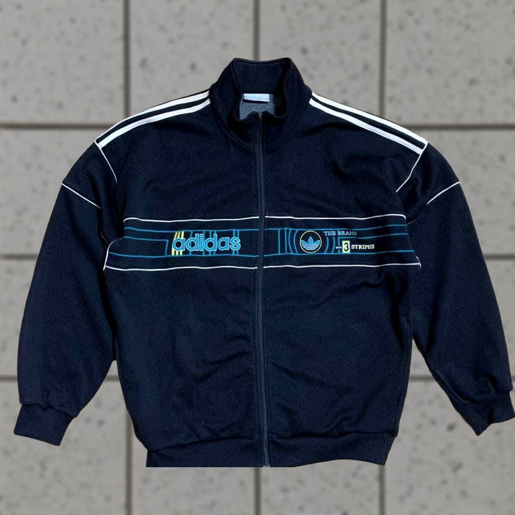 Adidas Adidas Originals 90's Vintage Tracksuit Top Jacket Rare Men Size M Black Jacket Track Size 40R - 1 Thumbnail