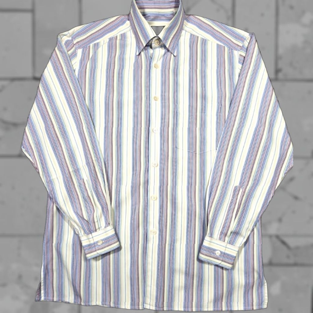 Ermenegildo Zegna Ermenegildo Zegna Button-Up Shirt Men Long Sleeve L Multicolor Stripe Italy Made Size US L / EU 52-54 / 3 - 1 Thumbnail