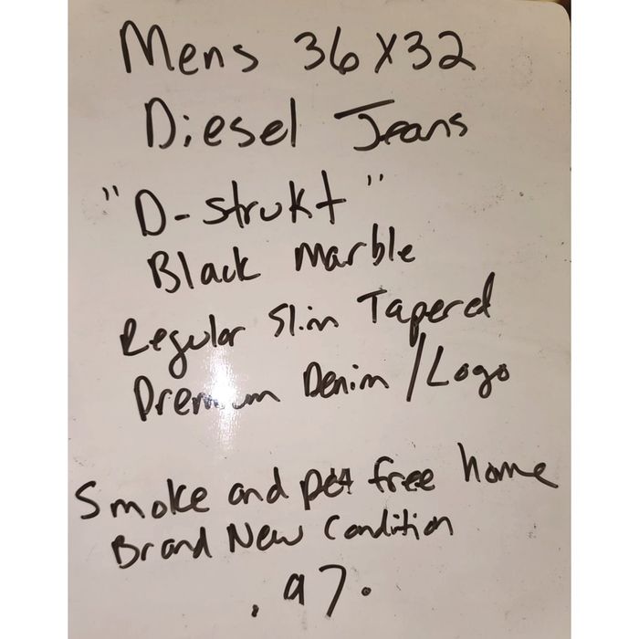 Diesel Mens 36x32 D-Strukt Diesel Mens Premium Black Marble Jeans L ...